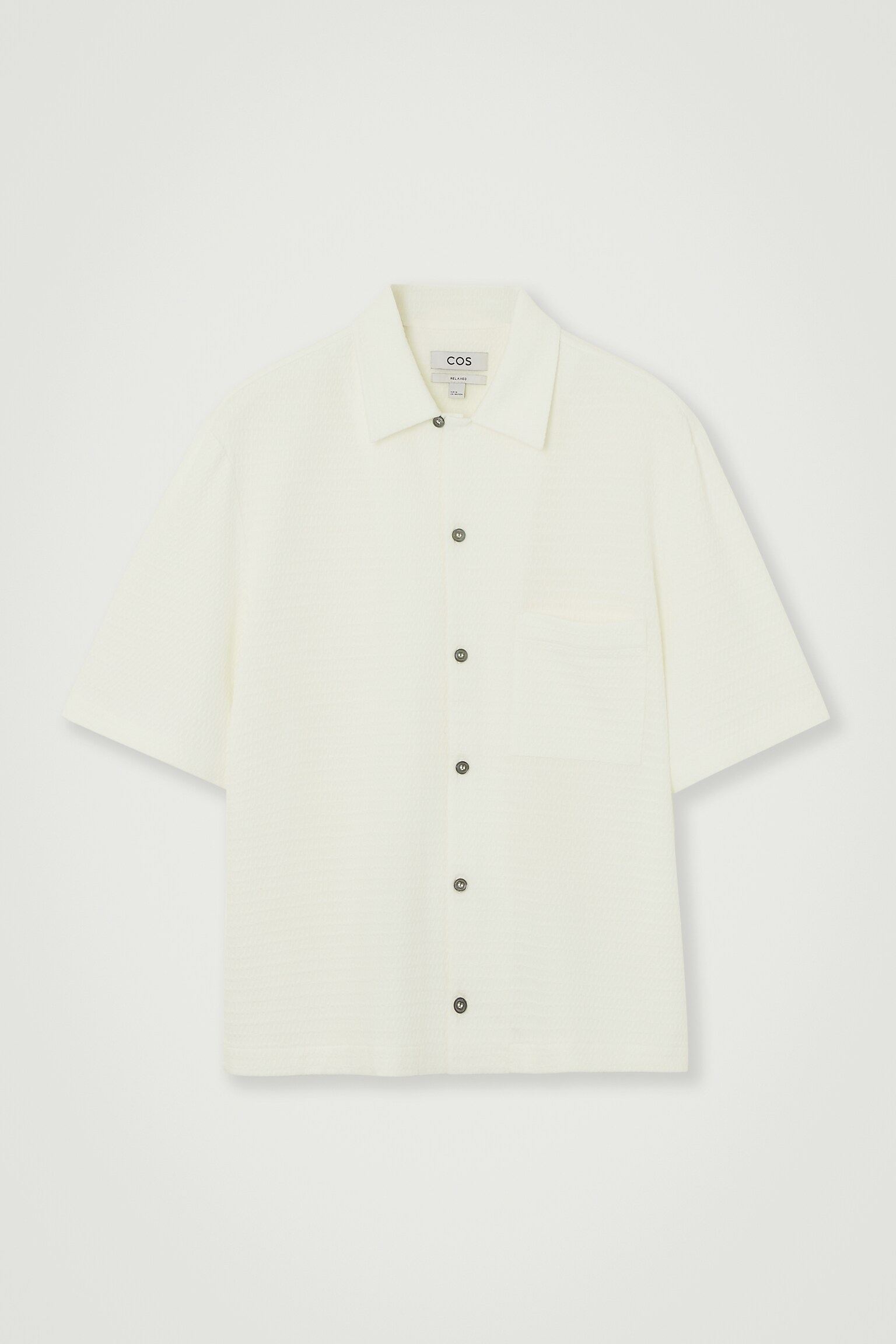 SEERSUCKER COTTON SHORT-SLEEVED SHIRT - WHITE