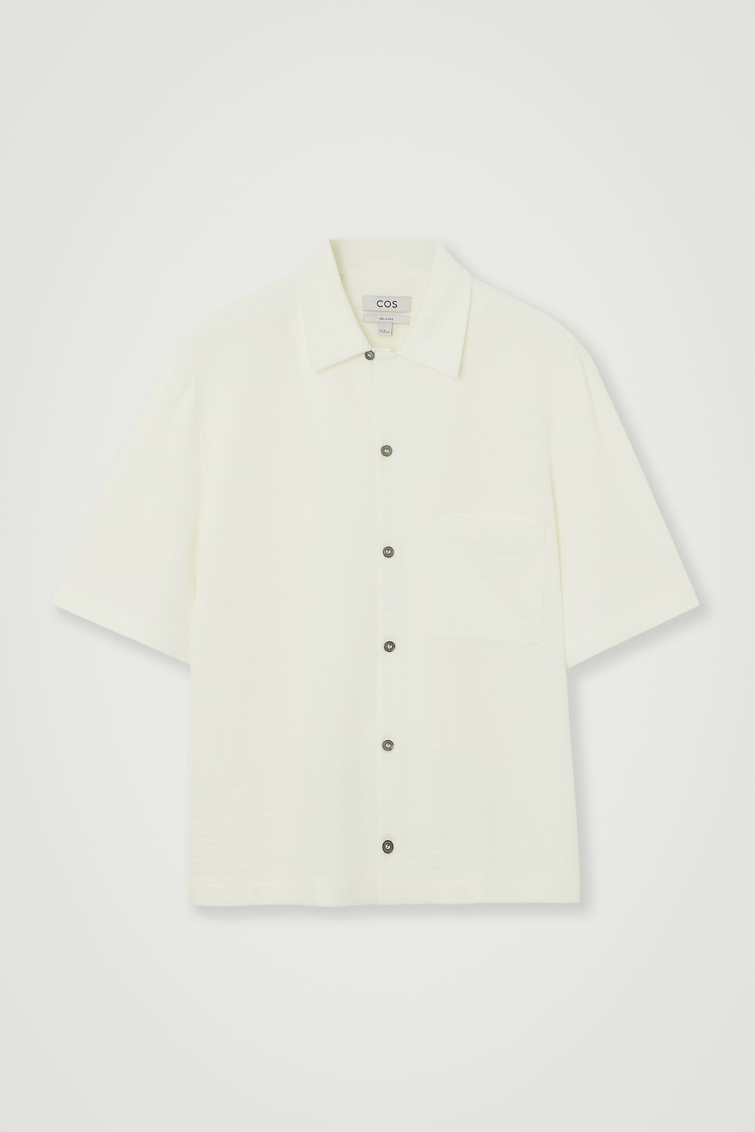SEERSUCKER COTTON SHORT-SLEEVED SHIRT - WHITE