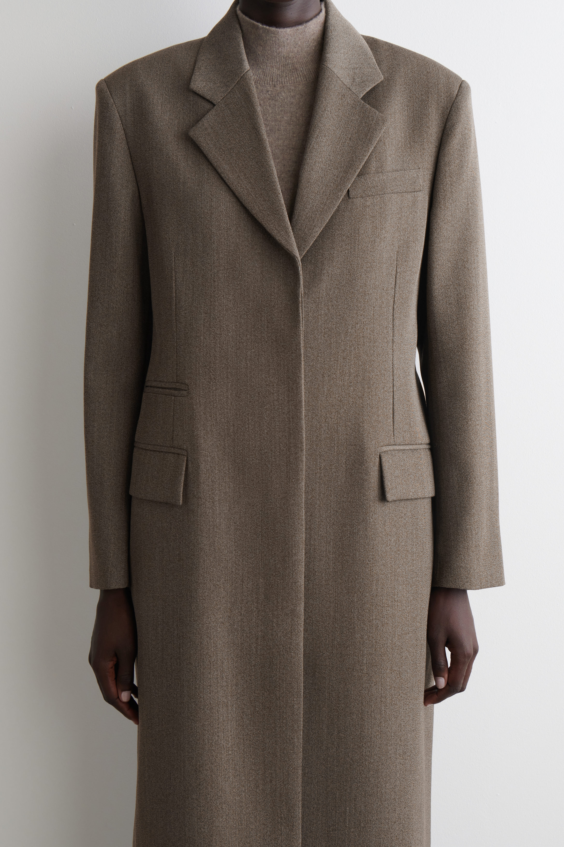 SINGLE-BREASTED WOOL-BLEND COAT - BROWN | COS
