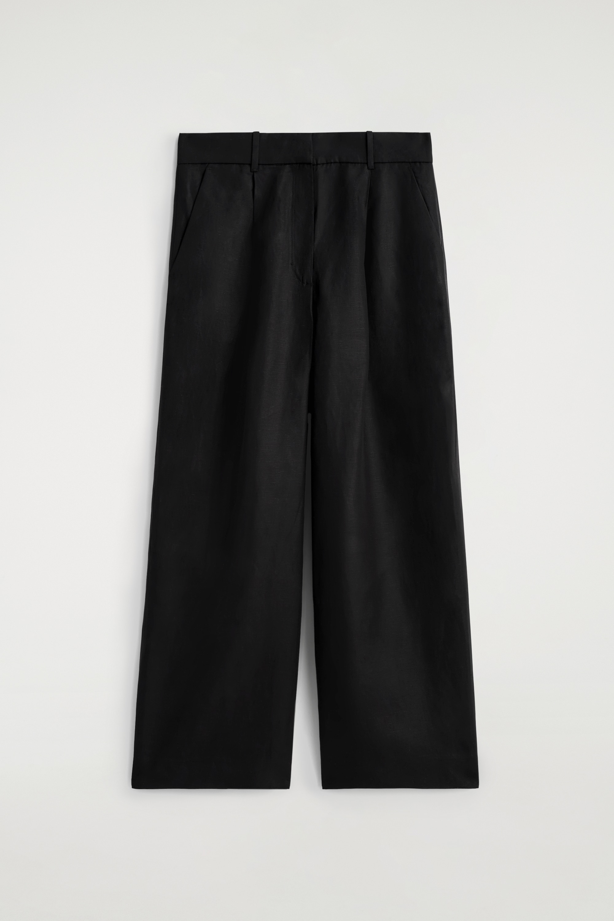 RELAXED LINEN-BLEND WIDE-LEG TROUSERS - Musta meleerattu/ruosteenpunainen