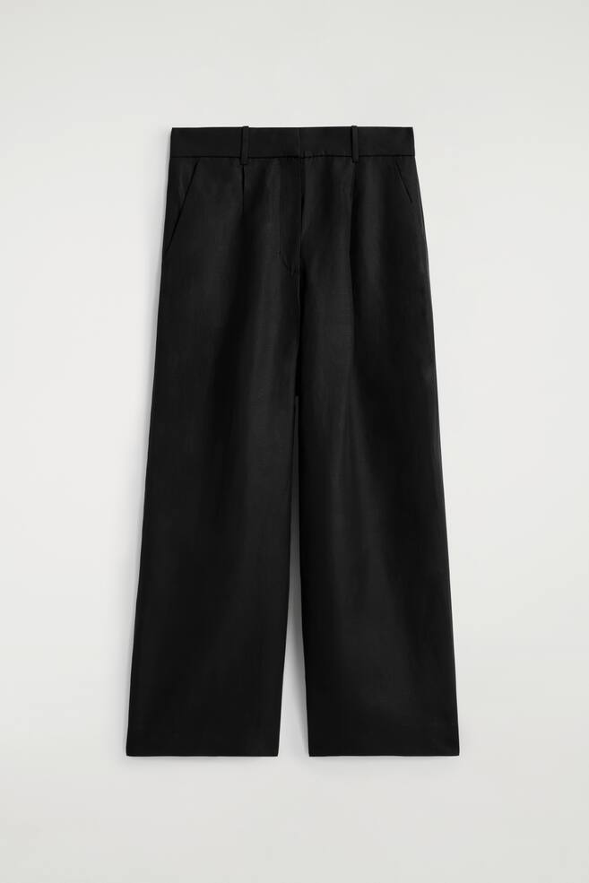 PANTALONES WIDE LEG MEZCLA LINO RELAXED FIT - NEGRO JASPEADO/TEJA - 1