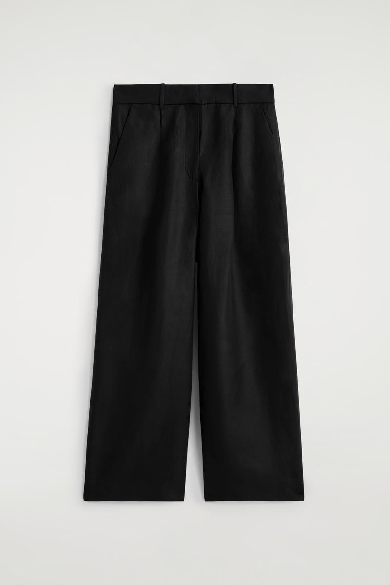 Relaxed Linen-Blend Wide-Leg Pants