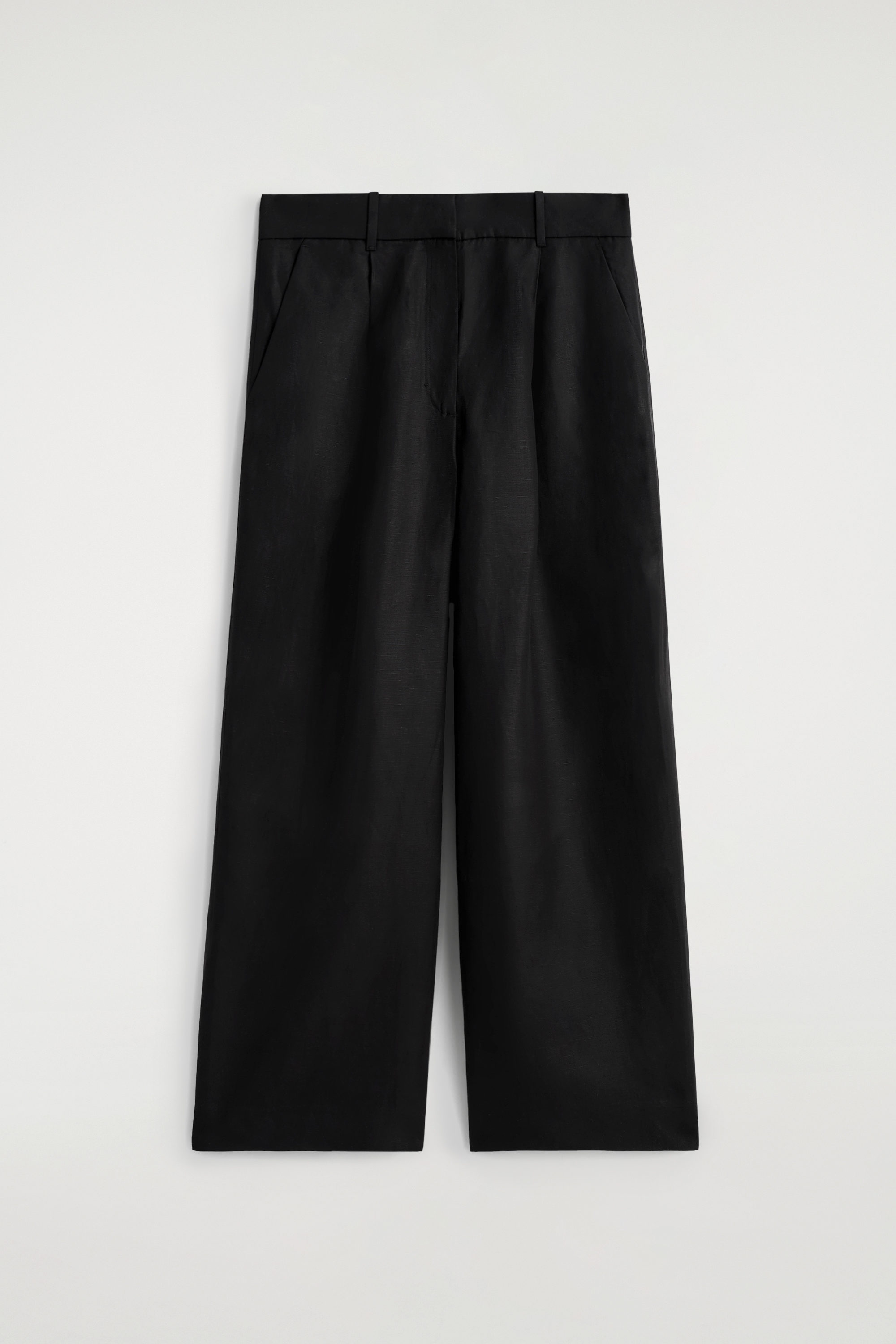 RELAXED LINEN-BLEND WIDE-LEG PANTS - BLACK MÉLANGE | COS US