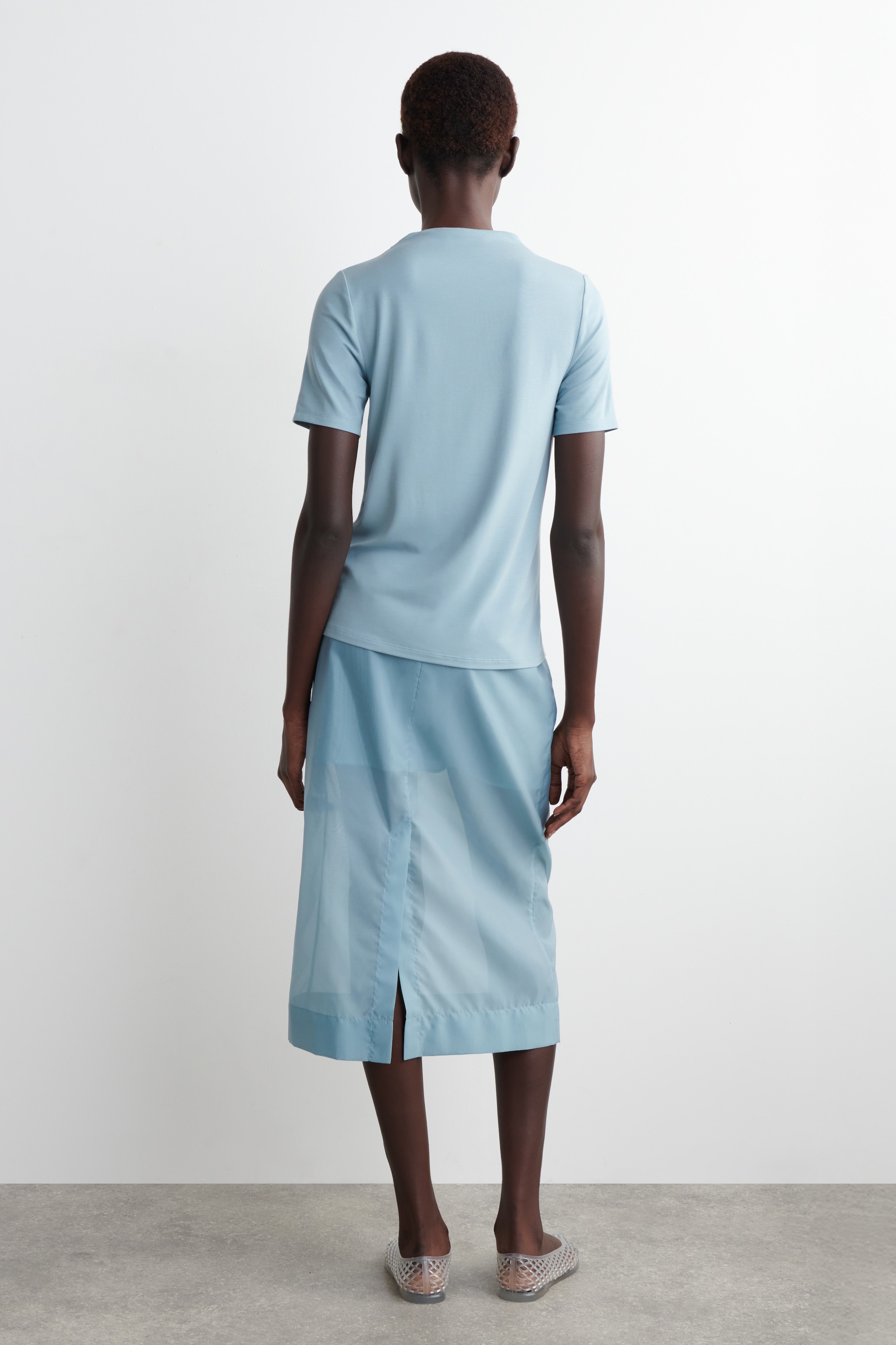 Agrandir l'image: T-SHIRT EN JERSEY DRAPÉ - Bleu acier - FEMME | H&M FR 4