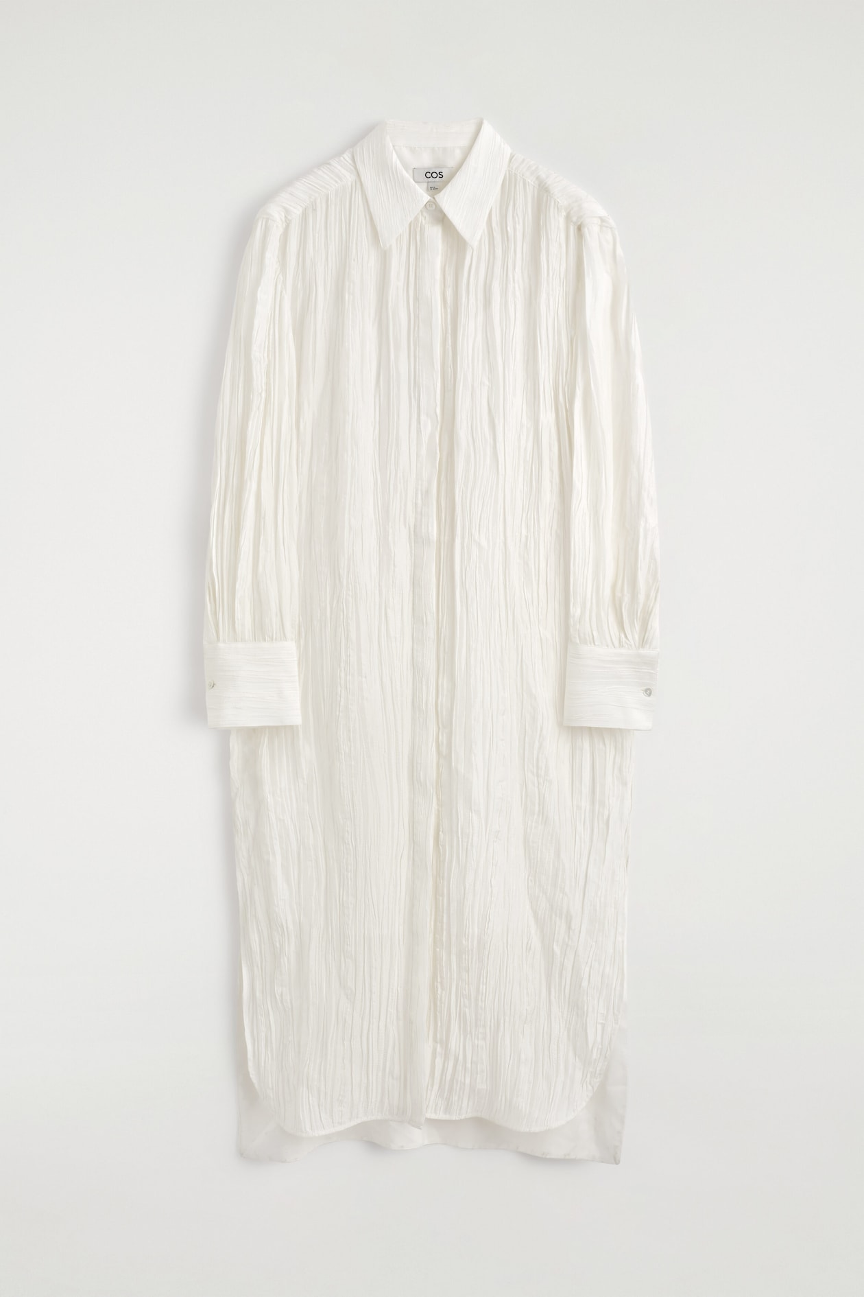 CRINKLED-SILK MIDI SHIRT DRESS