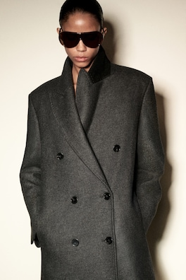 TAILORED WOOL-BLEND DOUBLE-BREASTED COAT — GRAY 7