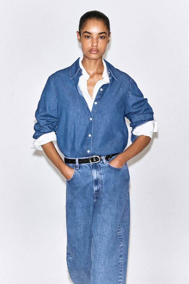 CAMISA VAQUERA LARGA - AZUL - 1