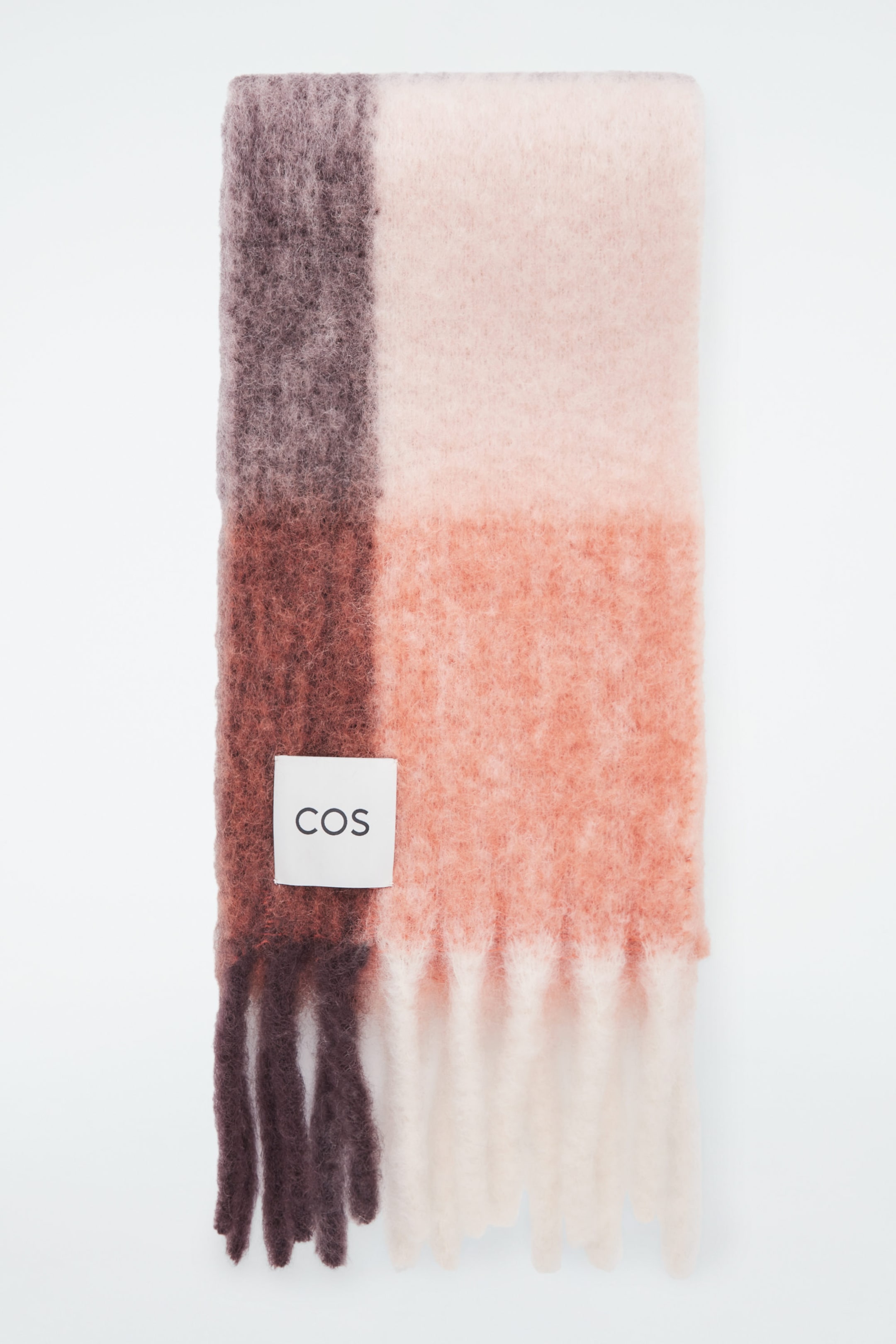 FRINGED BRUSHED-MOHAIR SCARF