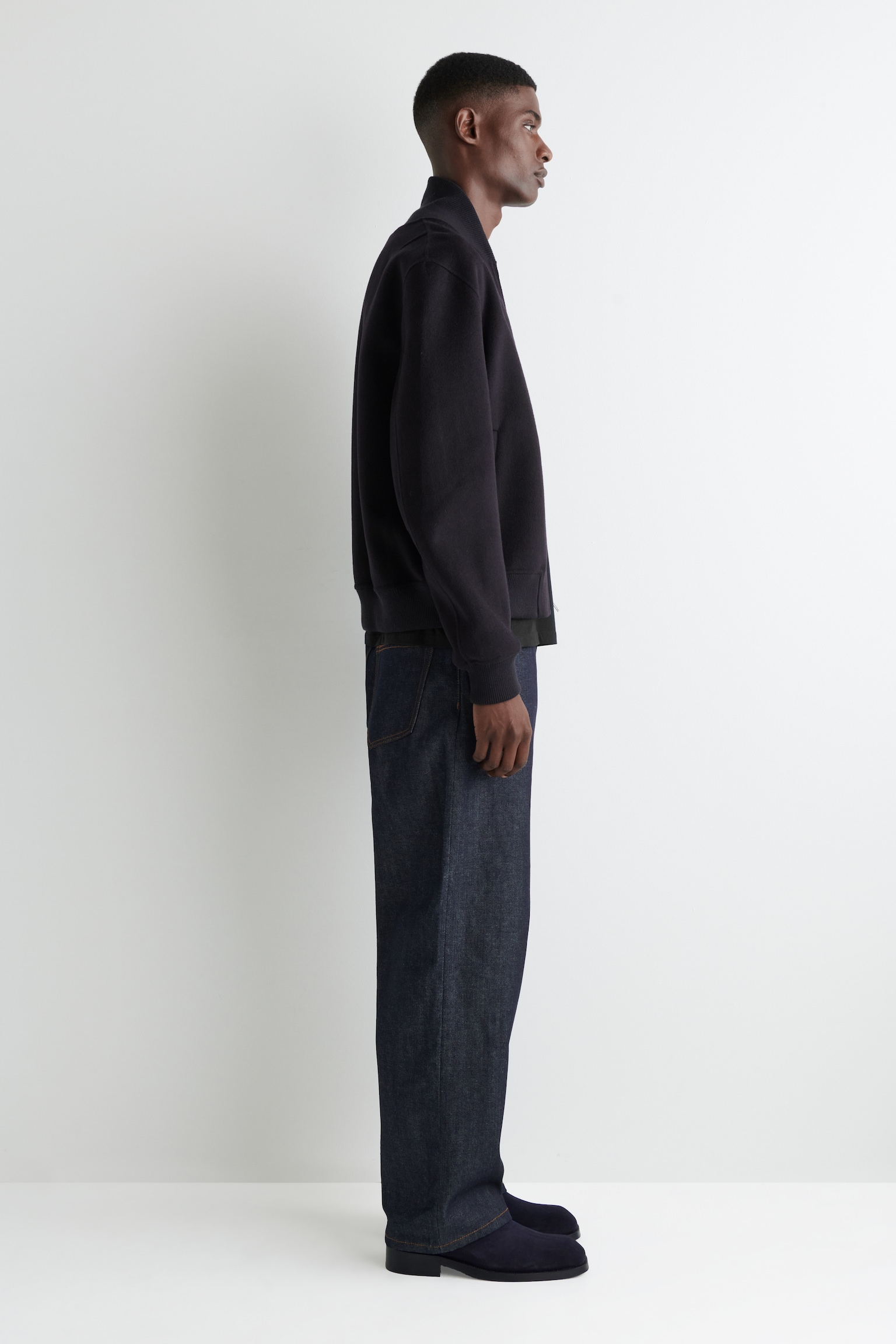 SQUARE-TOE LEATHER CHELSEA BOOTS - NAVY/BLACK - 3