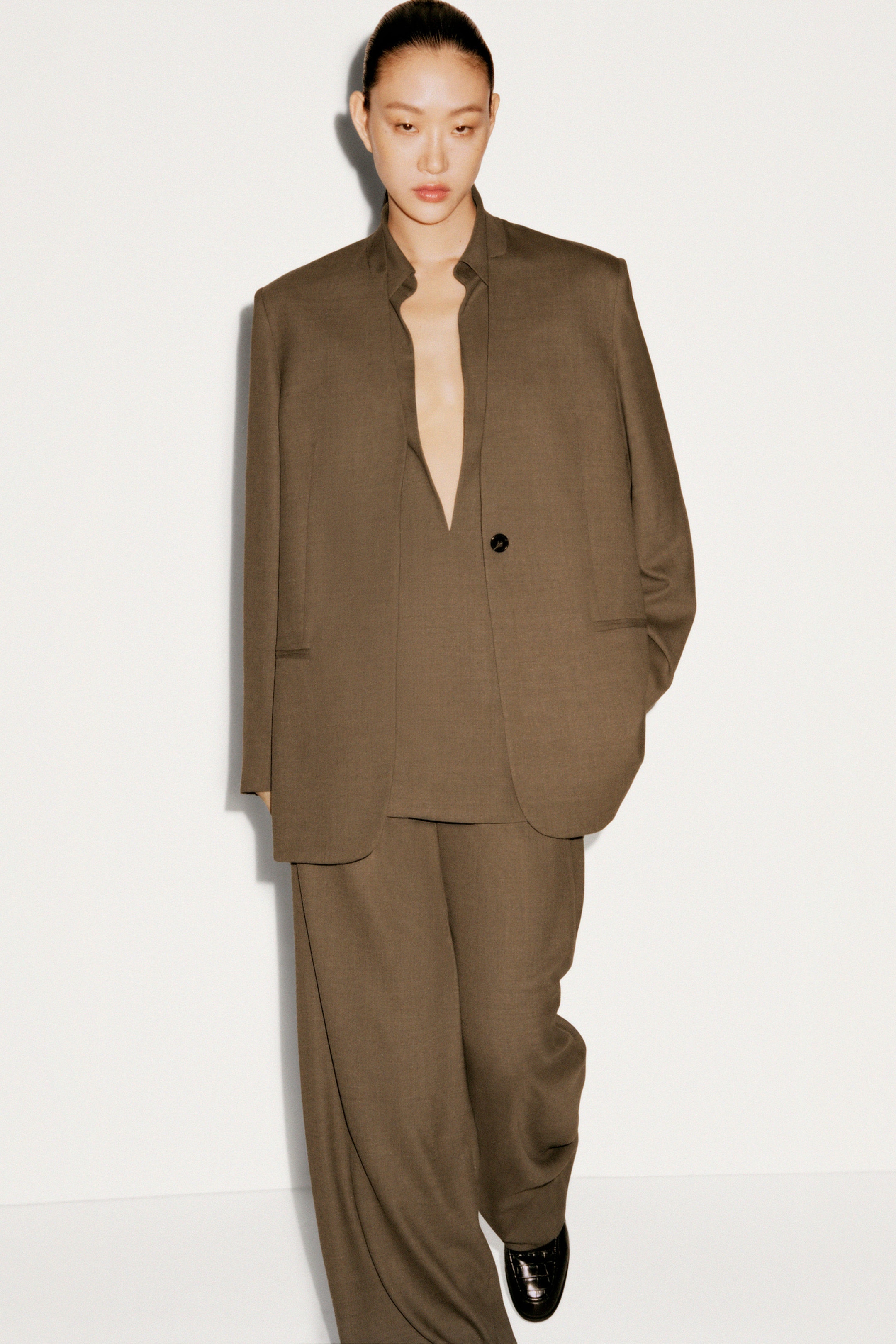 OPEN-COLLAR WOOL-BLEND SHIRT