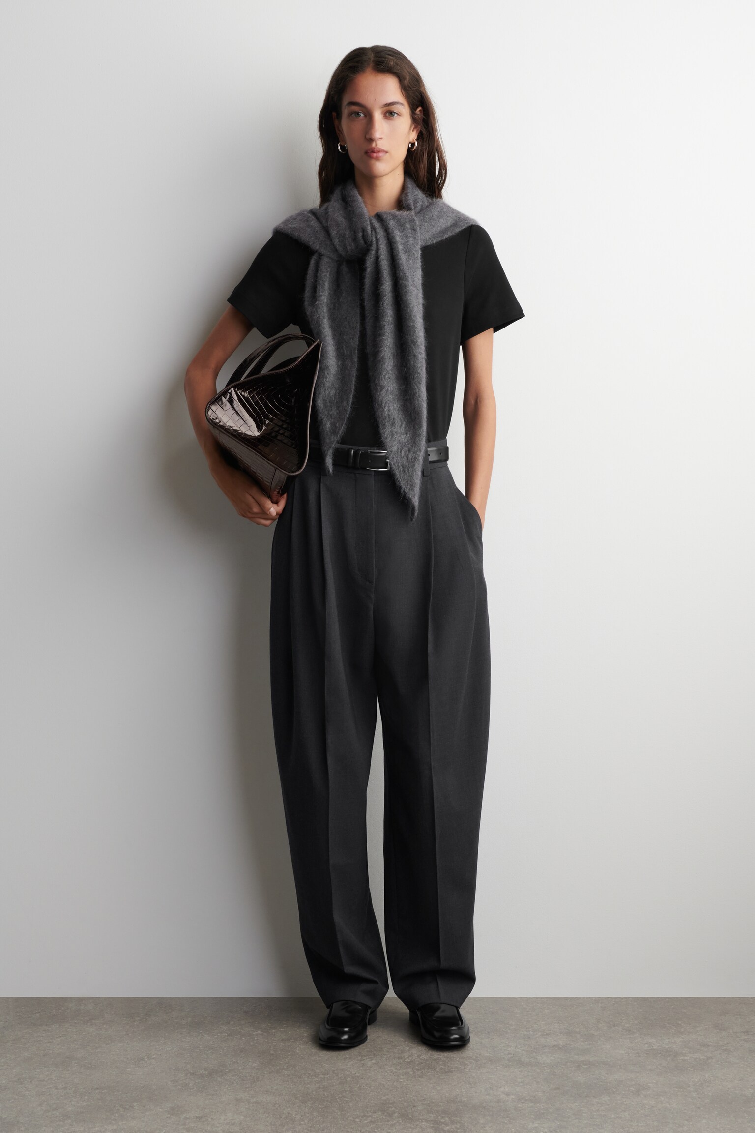 Strak gesneden T-shirt - ZWART/Donkerrood/WIT - 4