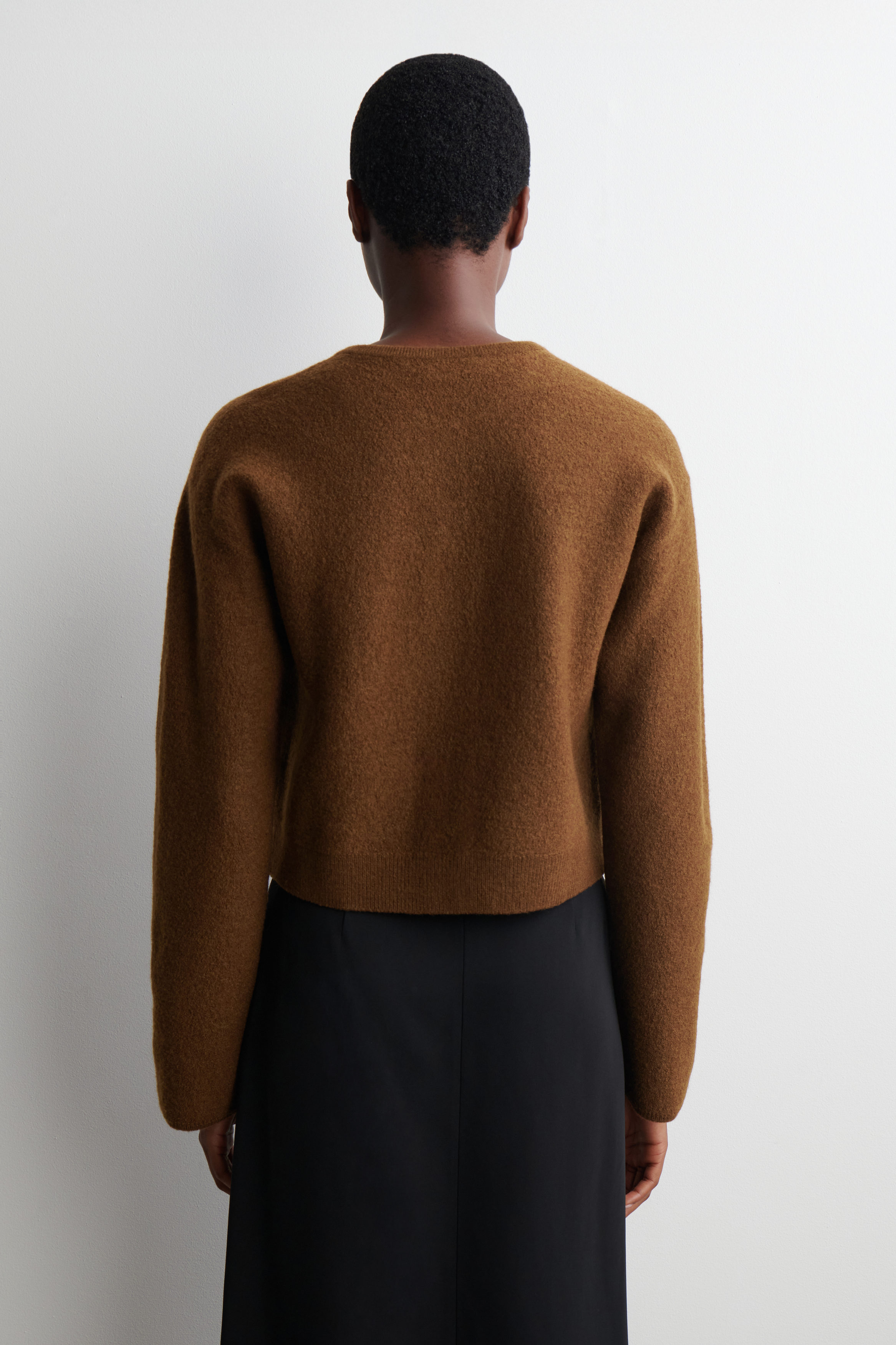 BOILED-WOOL CARDIGAN - BROWN | COS
