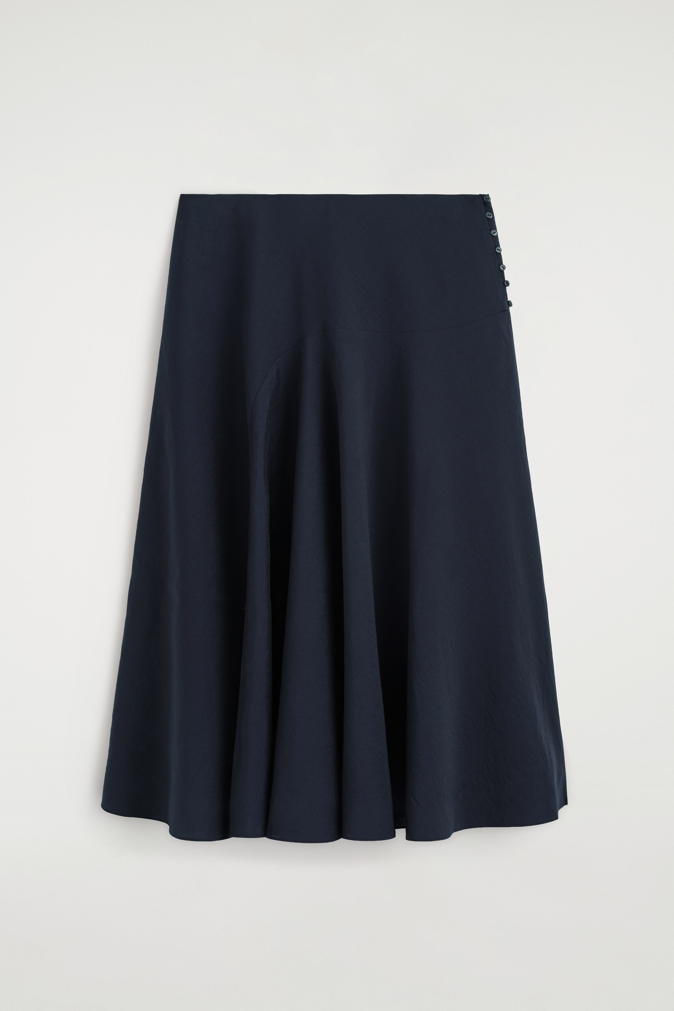 BUTTON-DETAIL FLUID MIDI SKIRT - NAVY | COS US