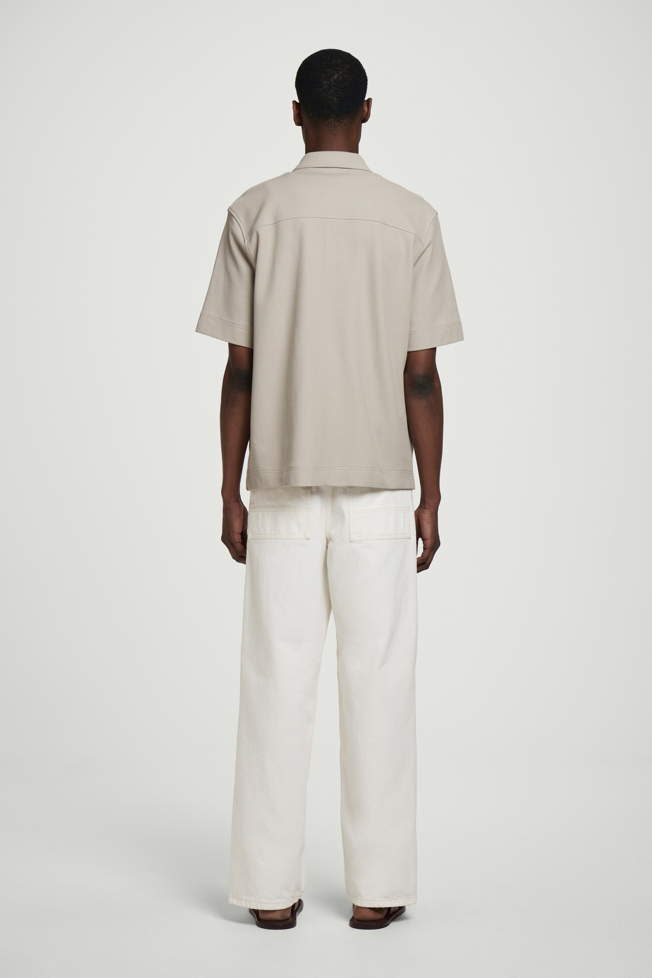Agrandir l'image: CHEMISE ZIPPÉE EN JERSEY DE COTON TEXTURÉ - TAUPE CLAIR - HOMME | H&M CH 4