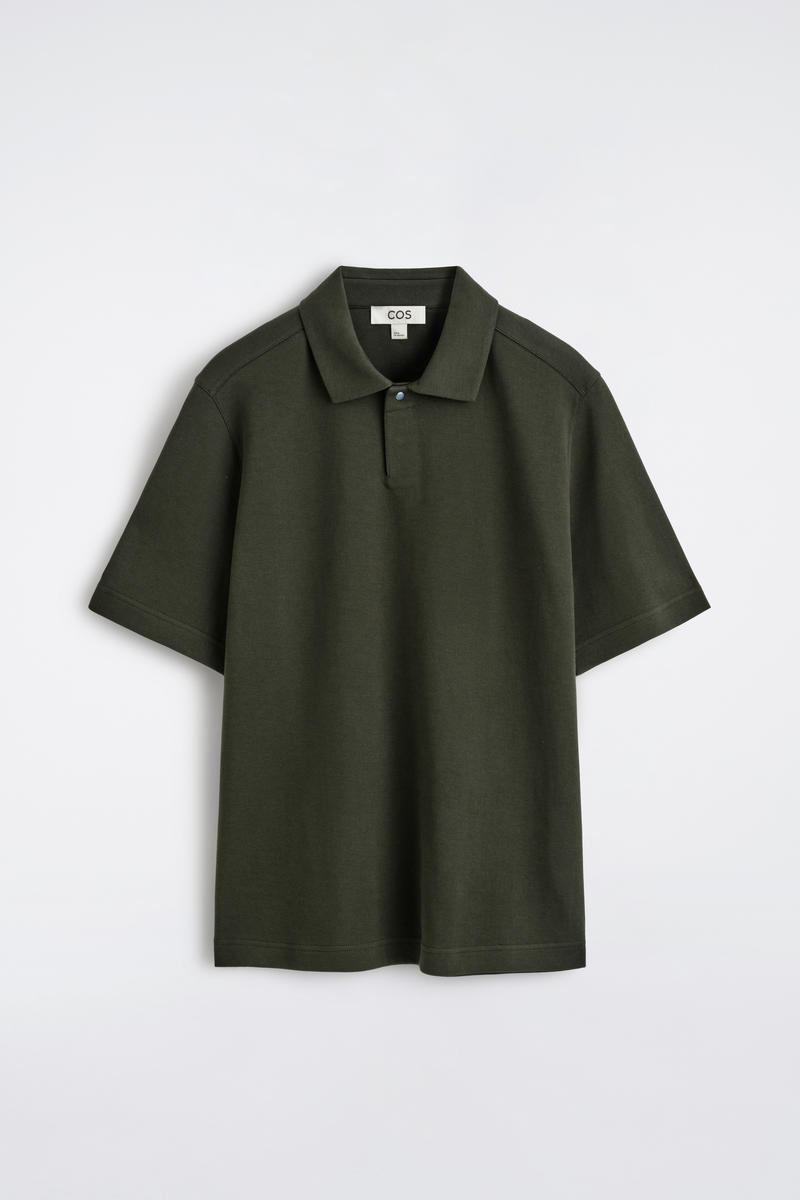 Cos Cotton-Piqué Polo Shirt In Green