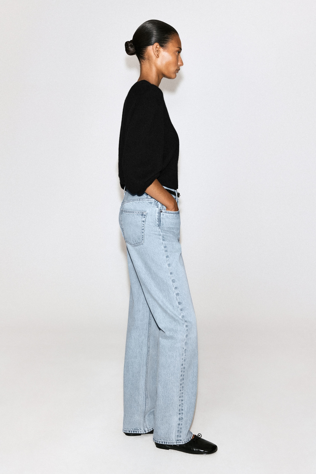 CHORD STRAIGHT-LEG JEANS — LIGHT BLUE