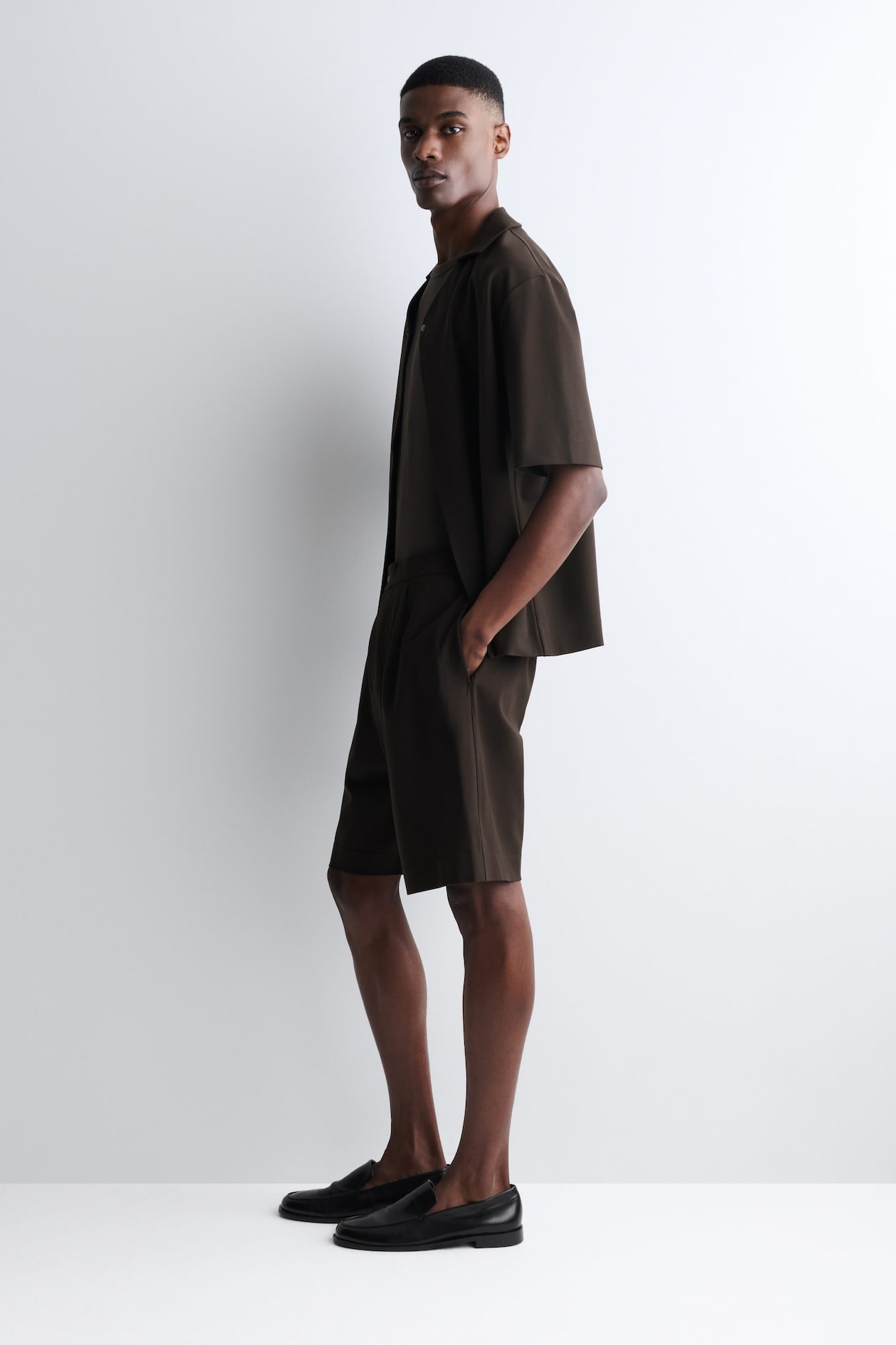 MILANO-JERSEY SHORTS — BROWN
