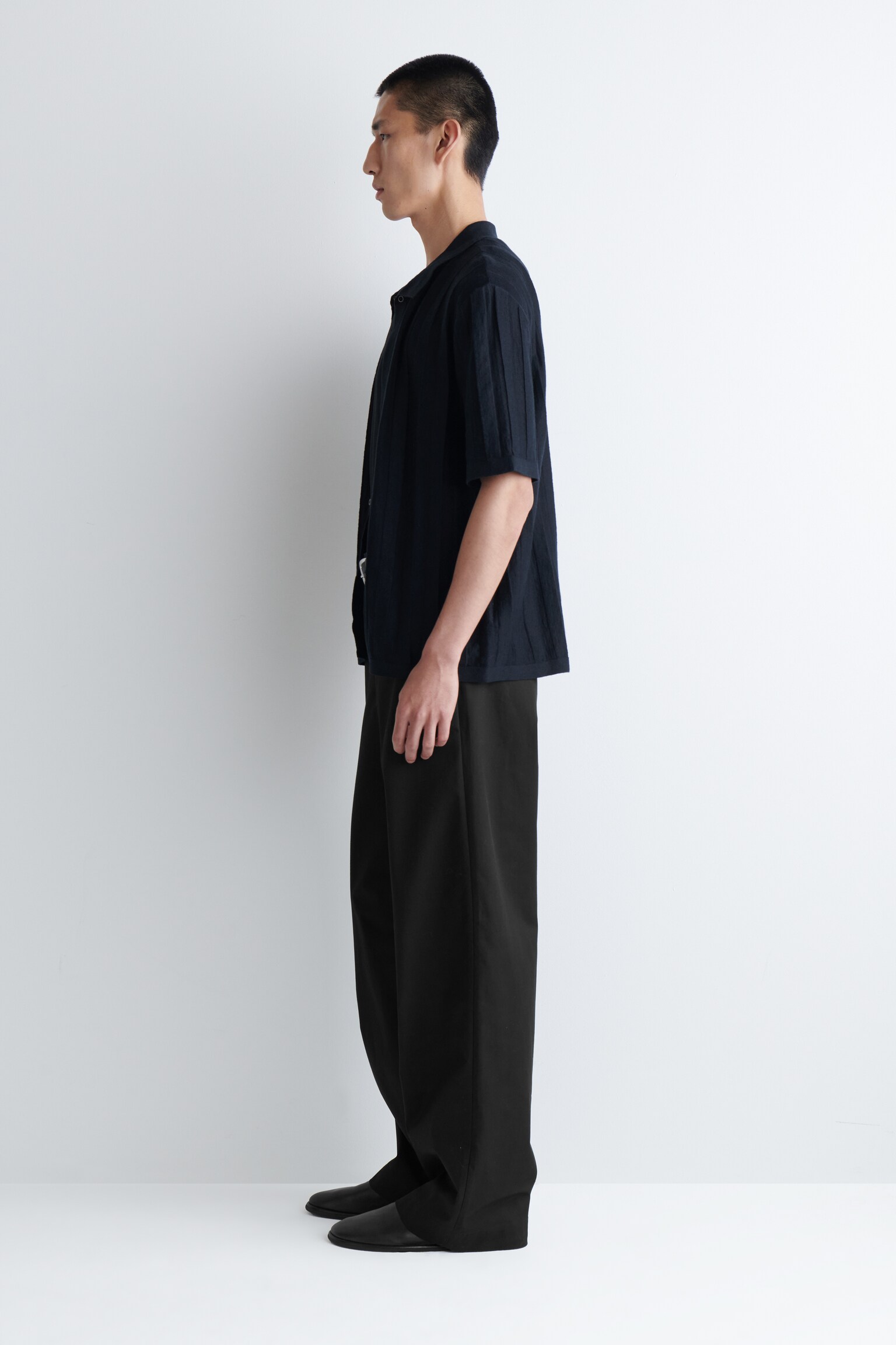 PANTALON CHINO LARGE EN COTON - NOIR/TAUPE - 8