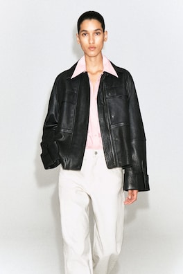 LEATHER WORKWEAR JACKET — BLACK 3