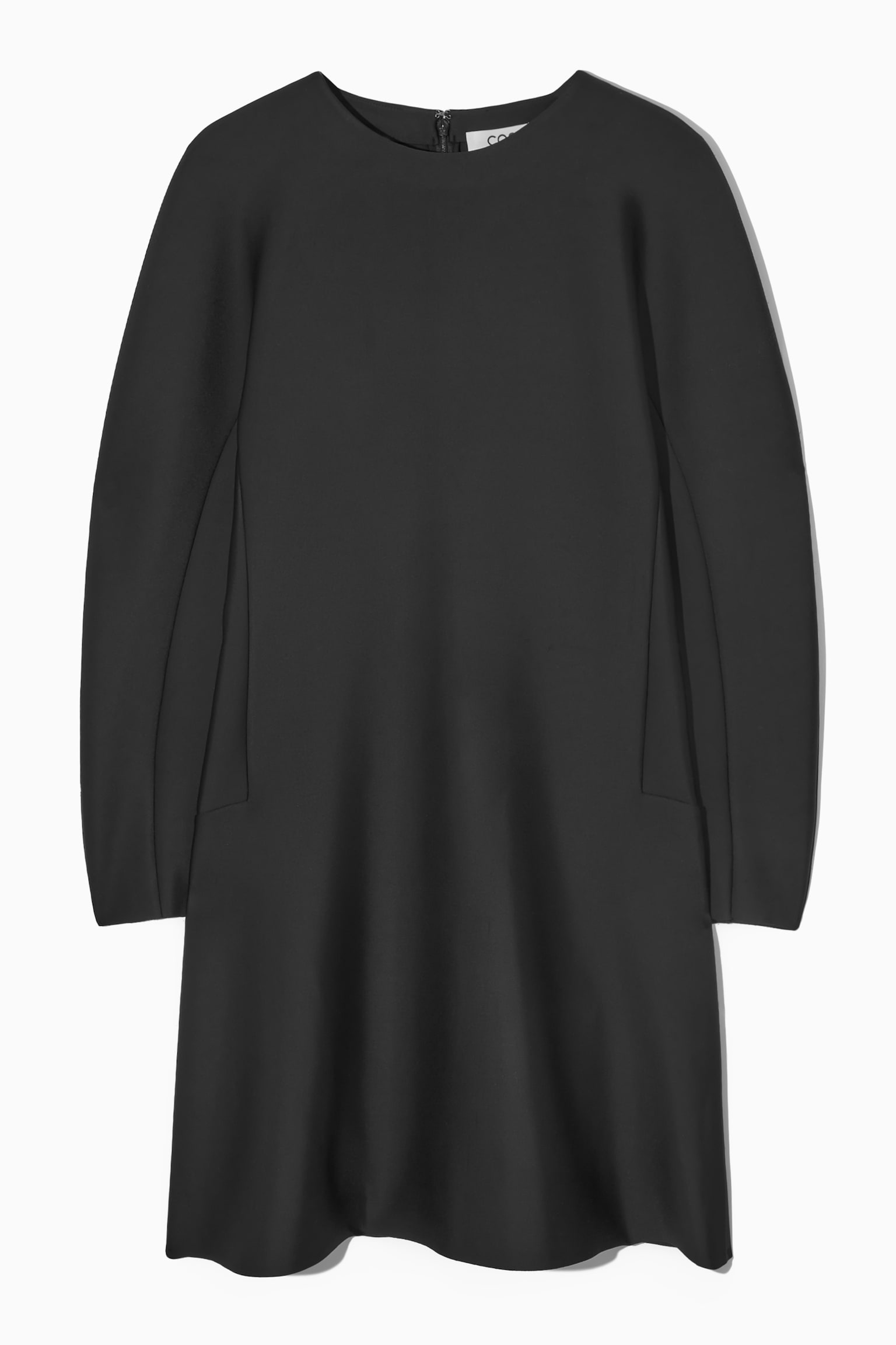 STRUCTURED SCUBA MINI DRESS - BLACK - 1