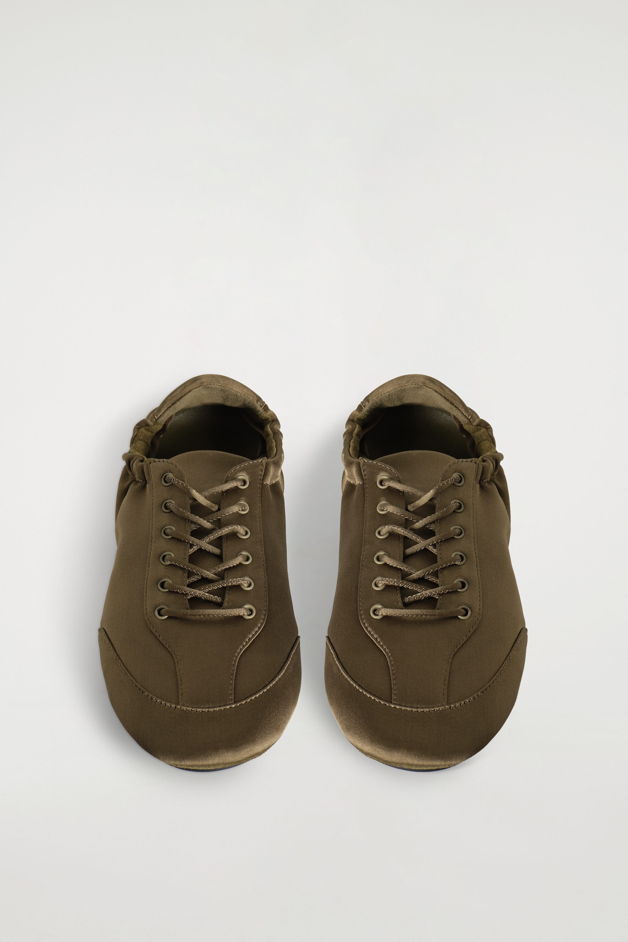 Satin-Suede Ballet Trainers - Khaki