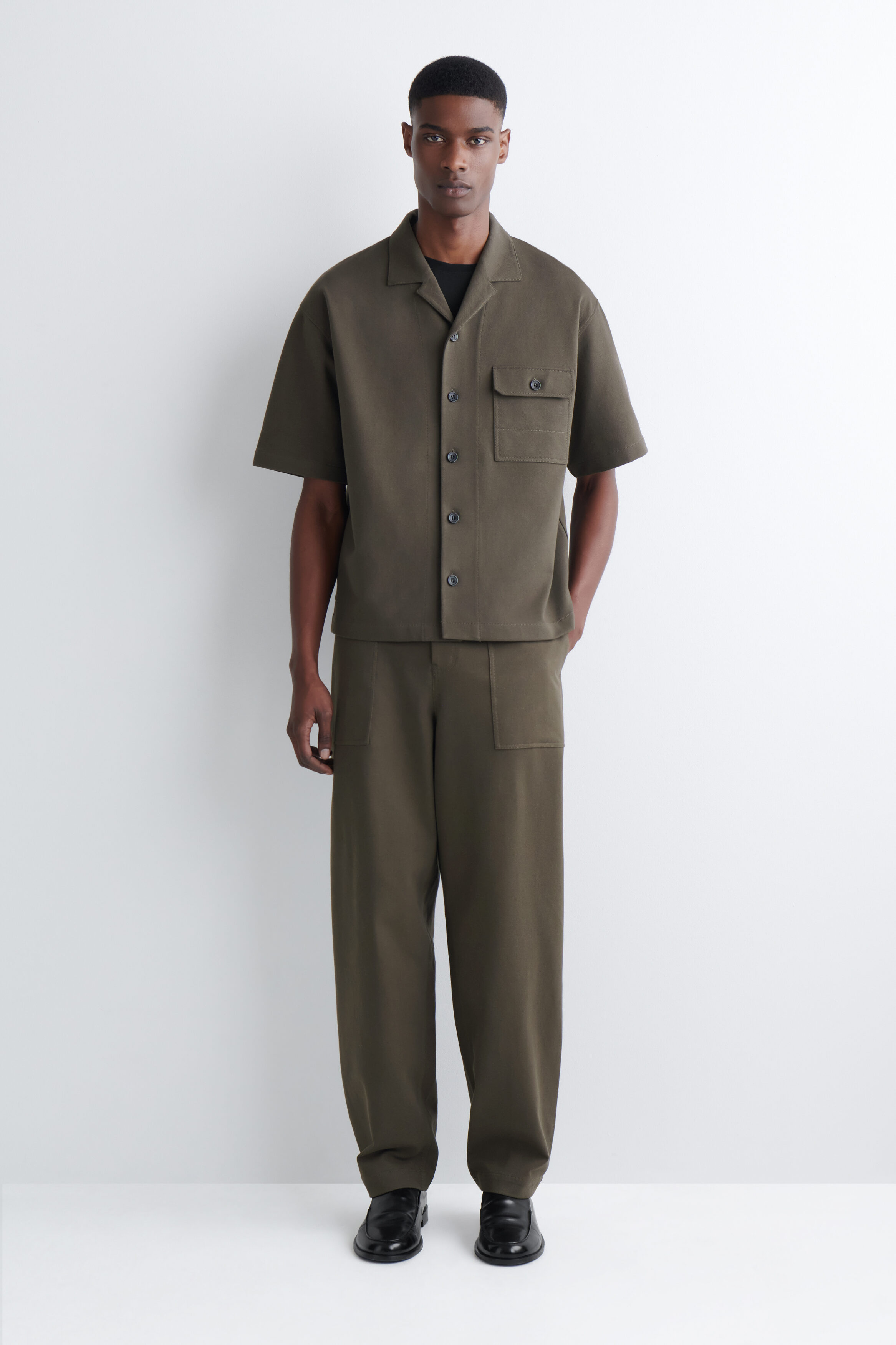 COTTON RELAXED-FIT STRAIGHT-LEG UTILITY PANTS - BROWN | COS AU