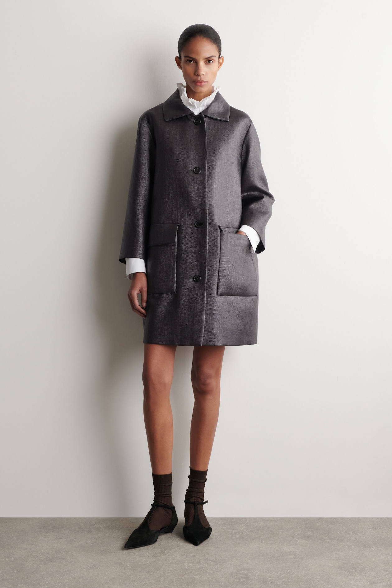 TEXTURED SINGLE-BREASTED COAT