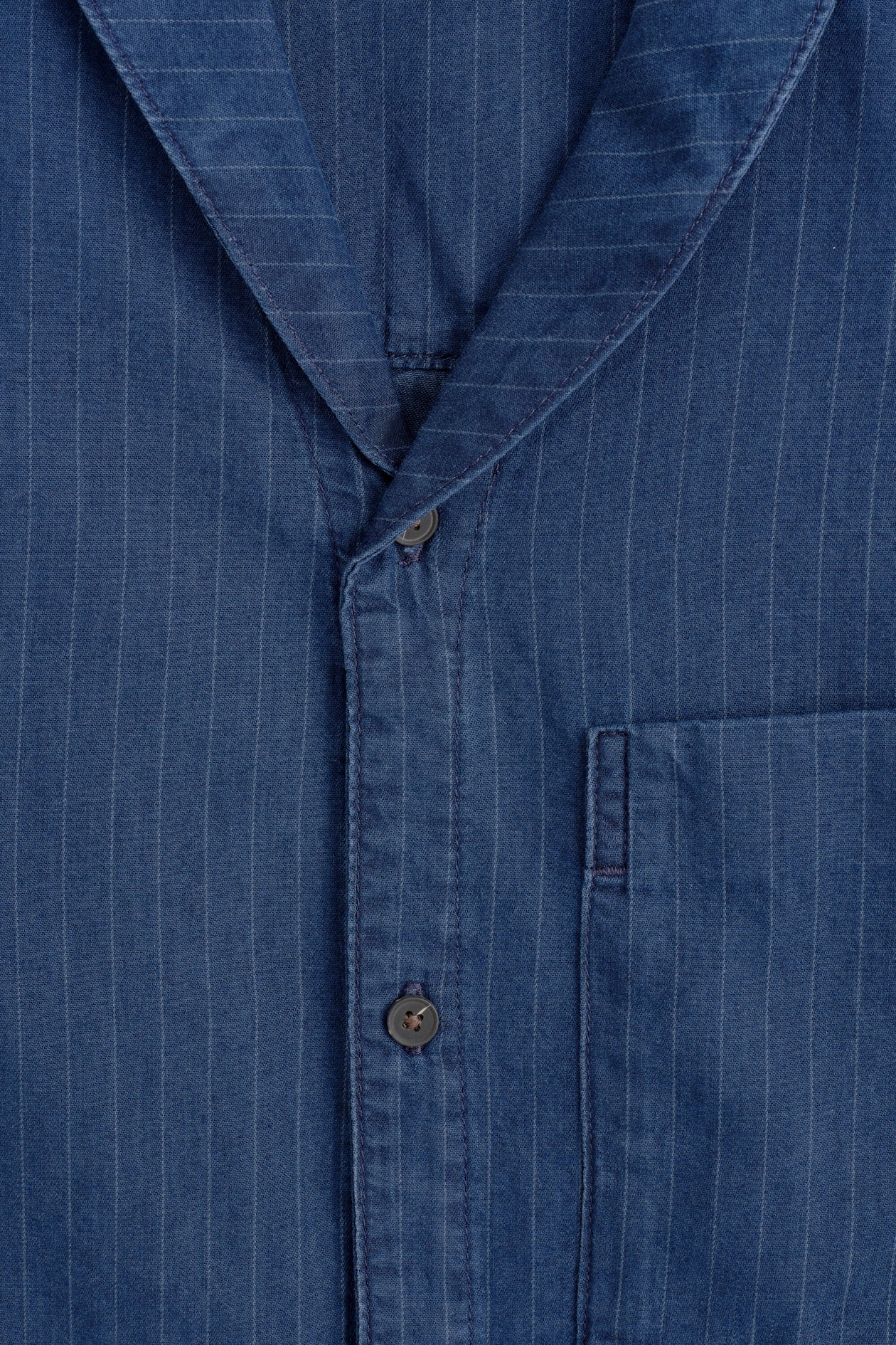 PINSTRIPED DENIM SHIRT — INDIGO / PINSTRIPED