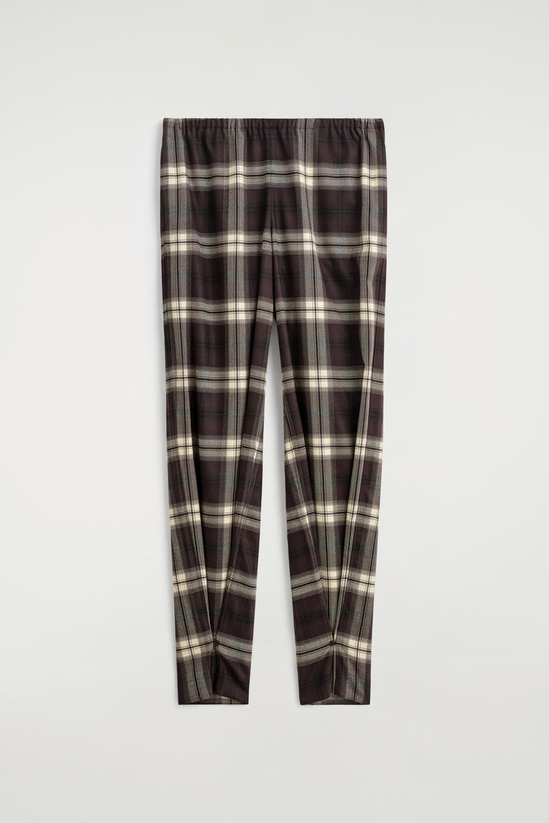 Cos Checked Barrel-Leg Trousers In Red