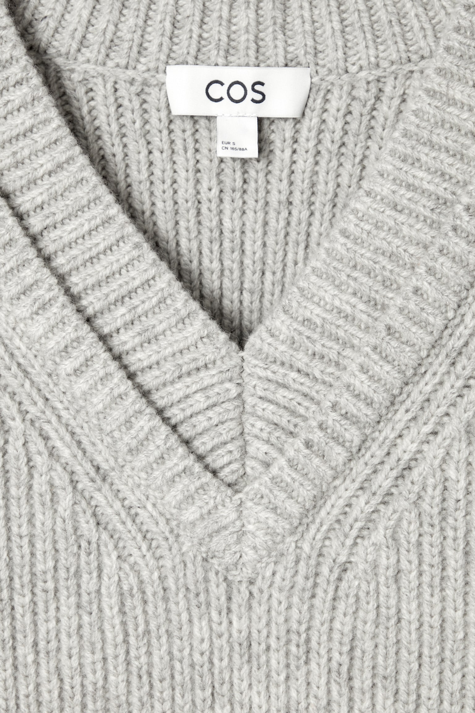 LAYERED V-NECK MERINO WOOL JUMPER - LIGHT GREY - 2