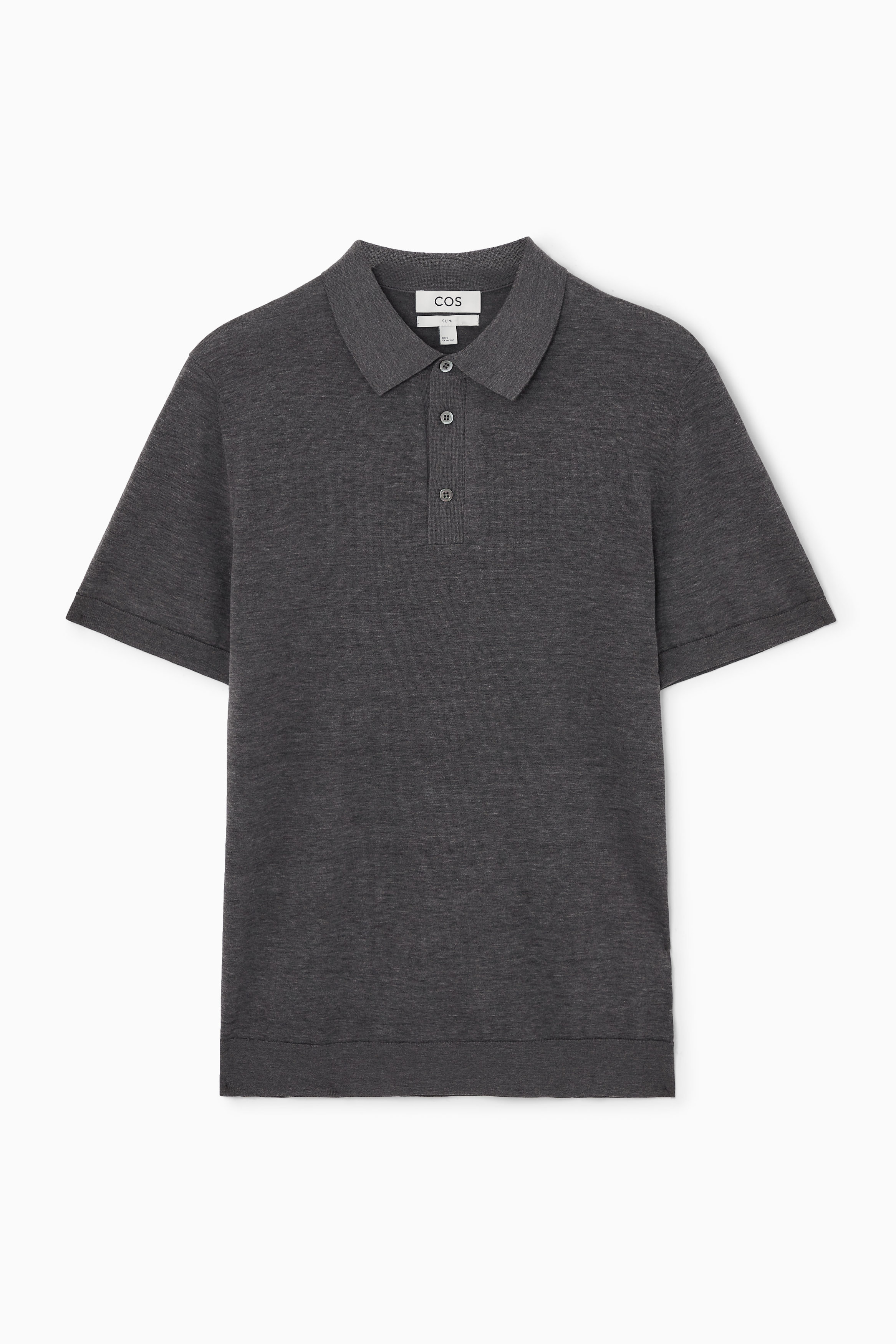 CASHMERE POLO SHIRT - GRAY MÉLANGE | COS