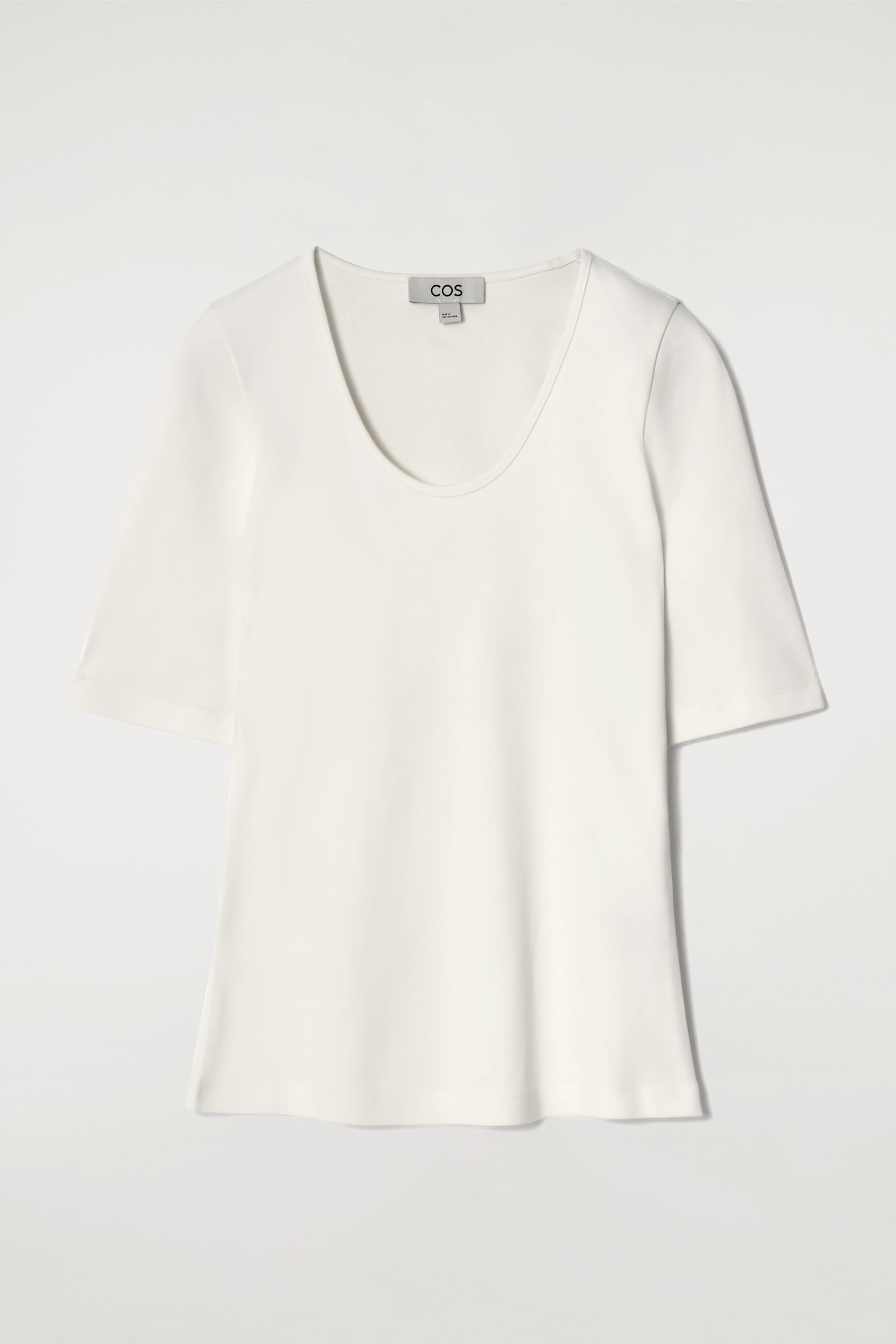SLIM SCOOP-NECK COTTON T-SHIRT - ECRU/BLACK/LILAC - 2