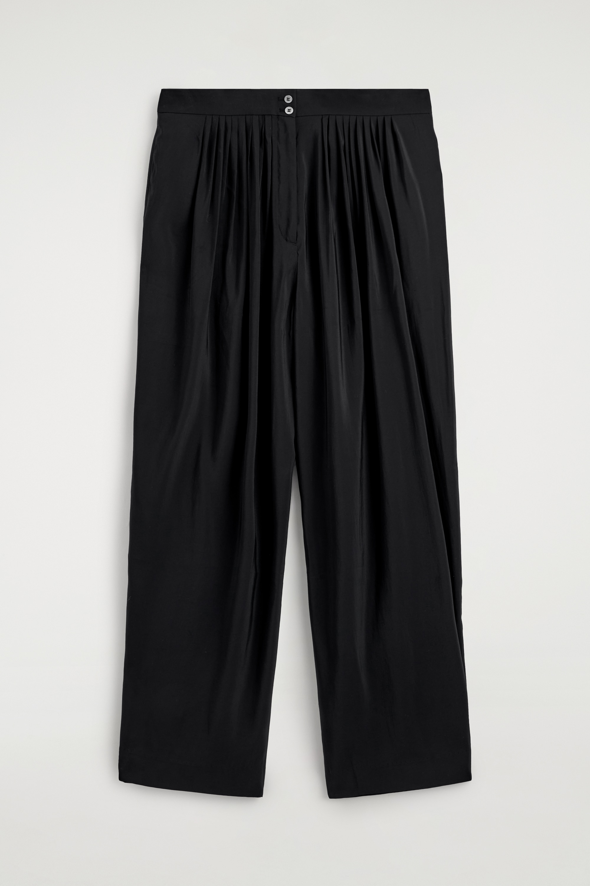 DRAPED PLEATED STRAIGHT-LEG TROUSERS - BLACK/IVORY