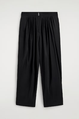 DRAPED PLEATED STRAIGHT-LEG PANTS — BLACK 6