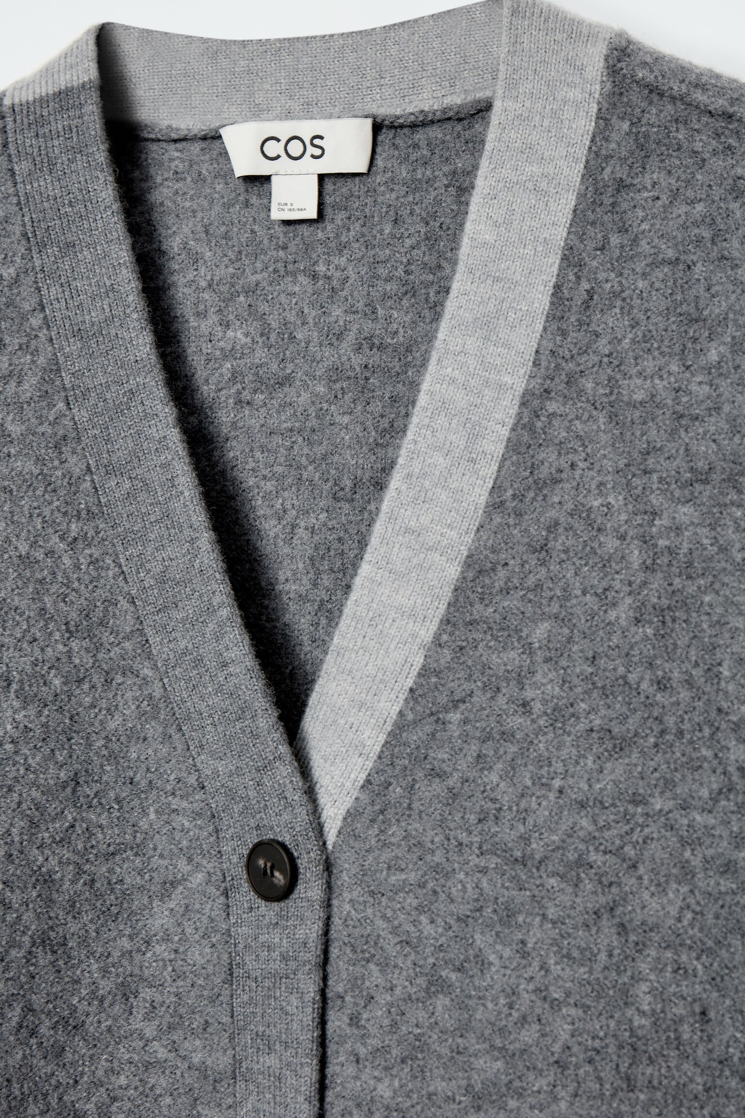 CARDIGAN À ENCOLURE EN V EN LAINE COLOUR-BLOCK - GRIS - 8