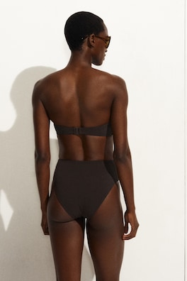 TEXTURED HIGH-WAISTED BIKINI BRIEFS — BROWN 3