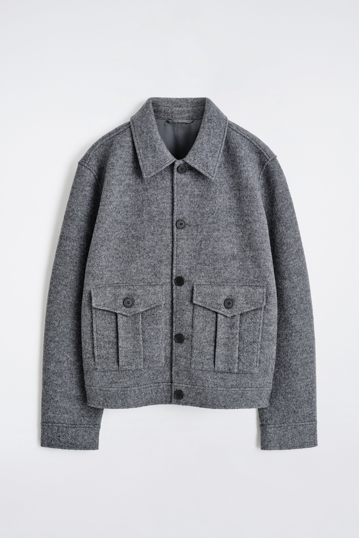 BOILED-WOOL JACKET — GREY MÉLANGE