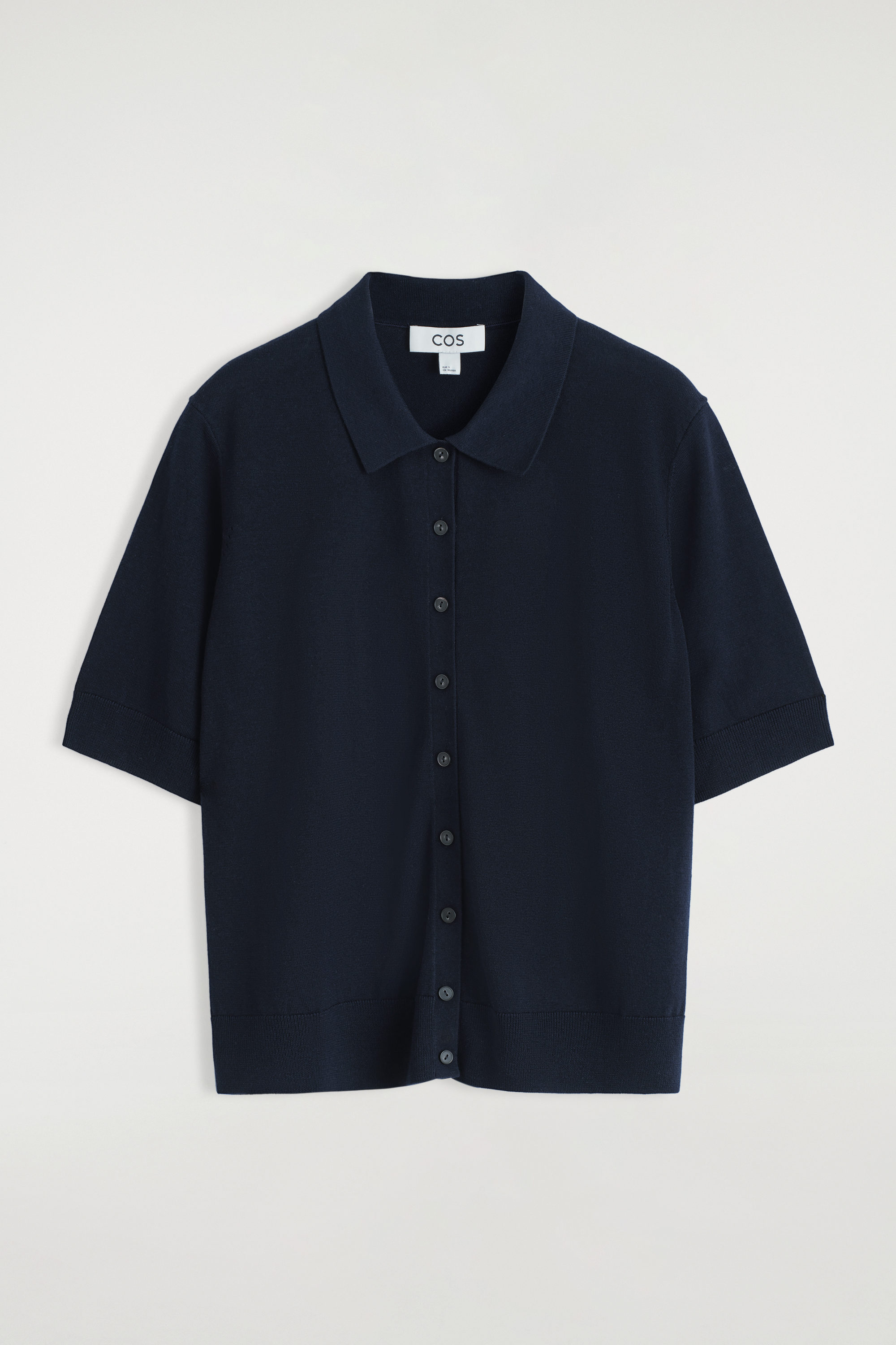 トップス vintage wool knit polo cardigan t shirt MERINO WOOL-BLEND POLO CARDIGAN - NAVY | COS