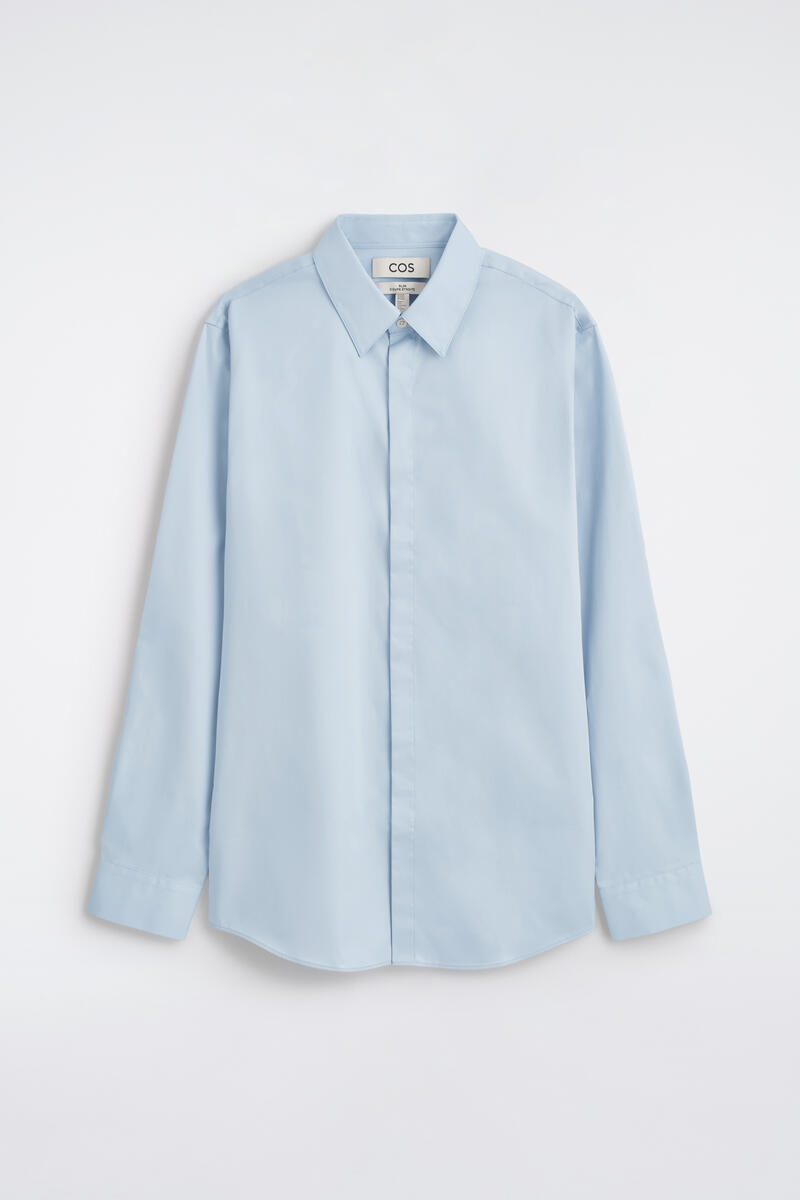 Slim Cotton Shirt in Blue