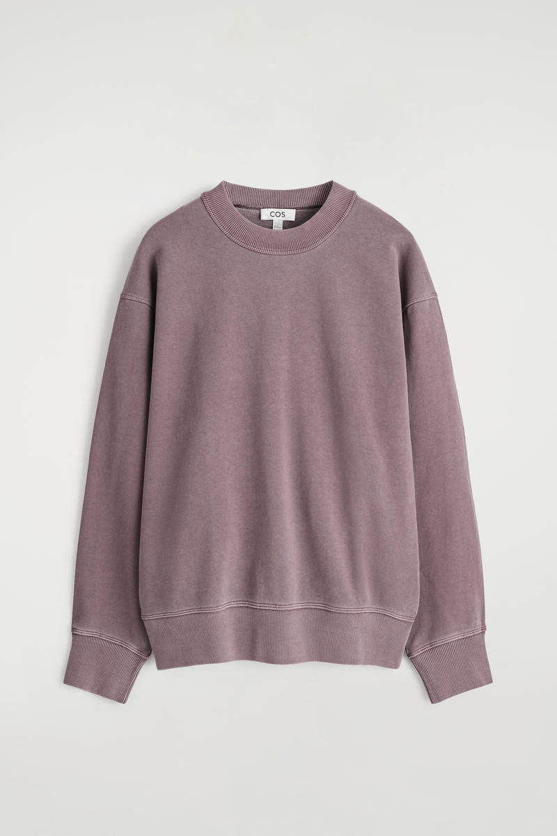 Cos Relaxed Washed-cotton Sweatshirt In Pink In Pink