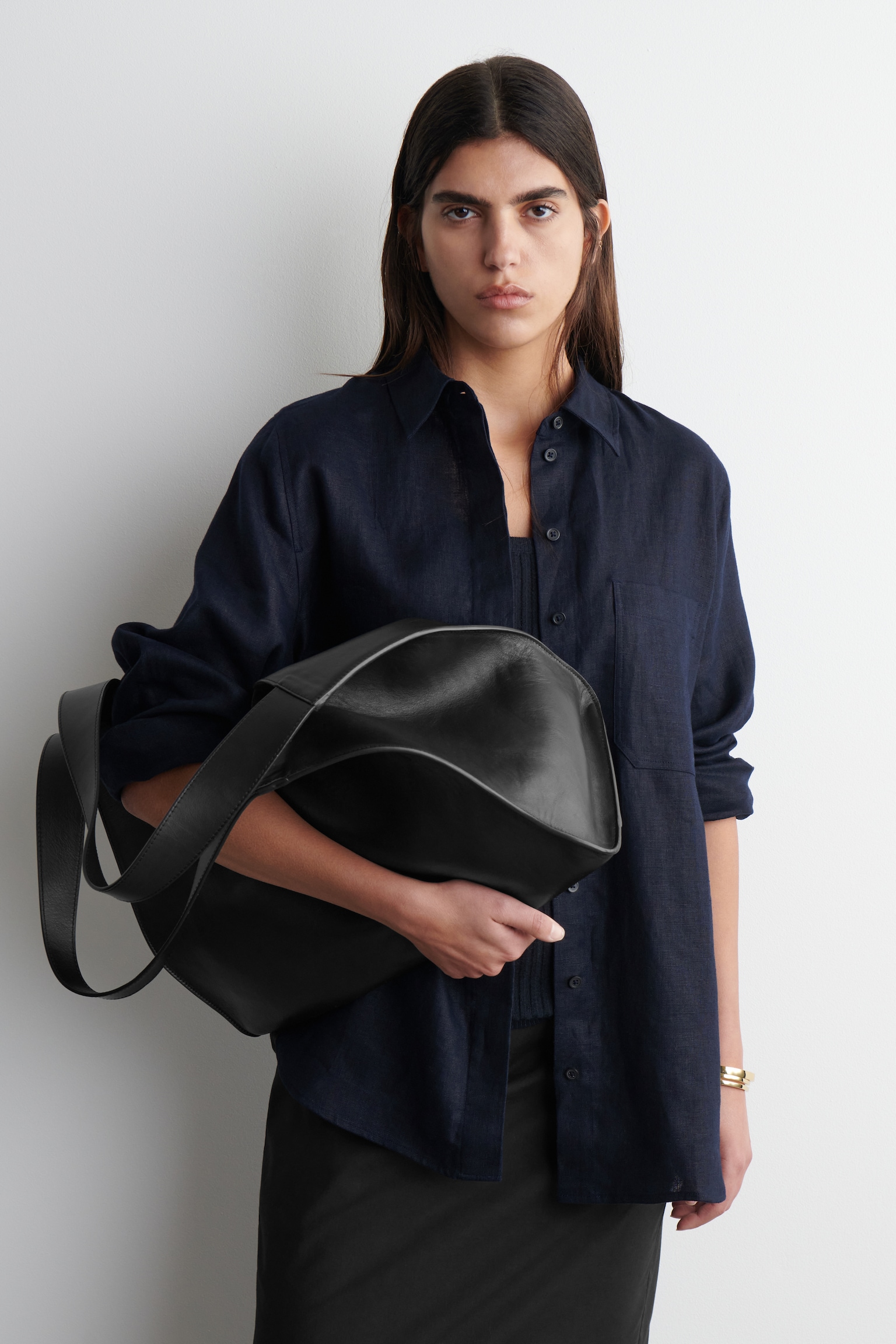CHEMISE OVERSIZE EN LIN - BLEU MARINE/VERT PÂLE/JAUNE BEURRE/BLANC - 1