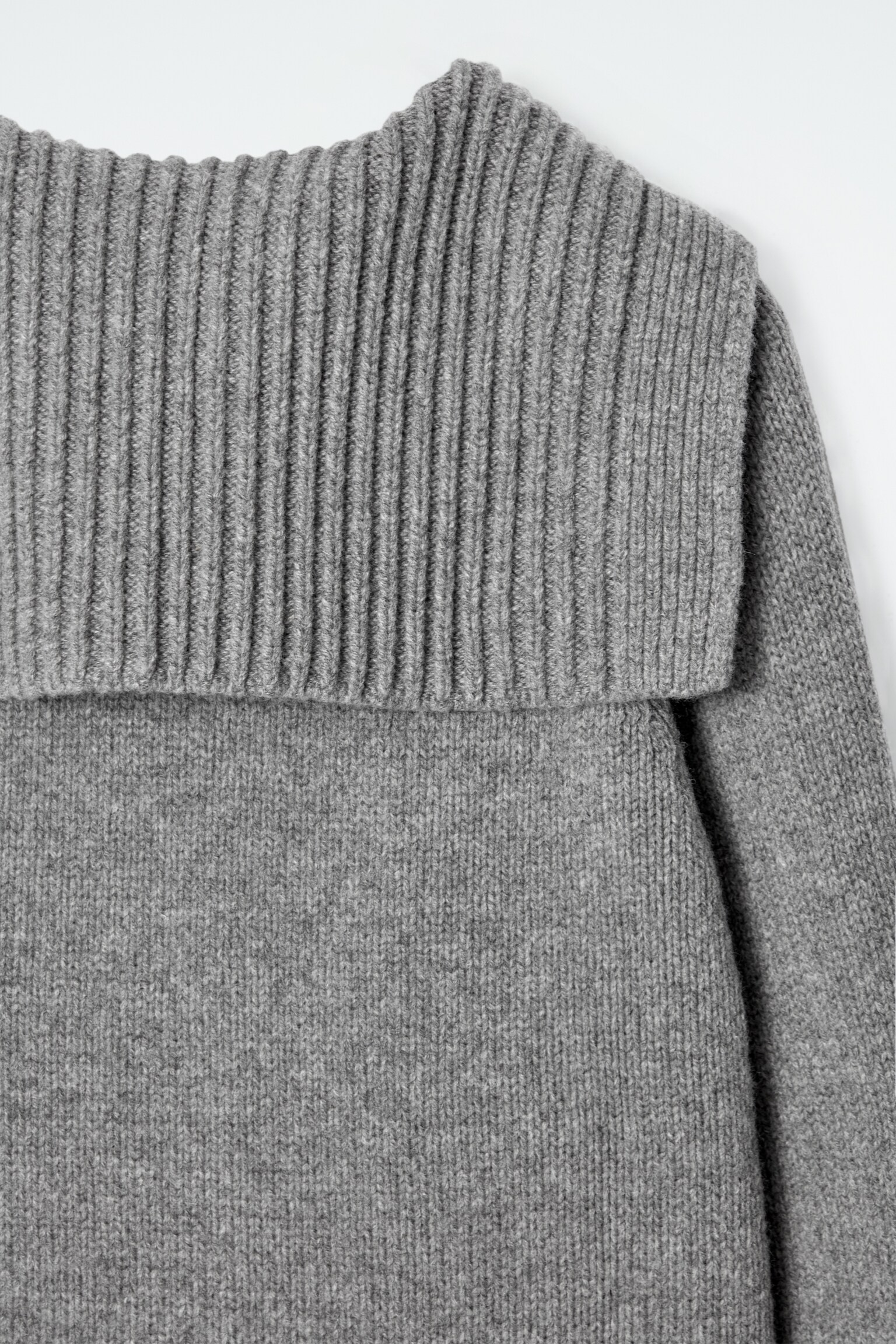 SAILOR-COLLAR WOOL CARDIGAN - GREY MÉLANGE/DARK BROWN/BEIGE - 7