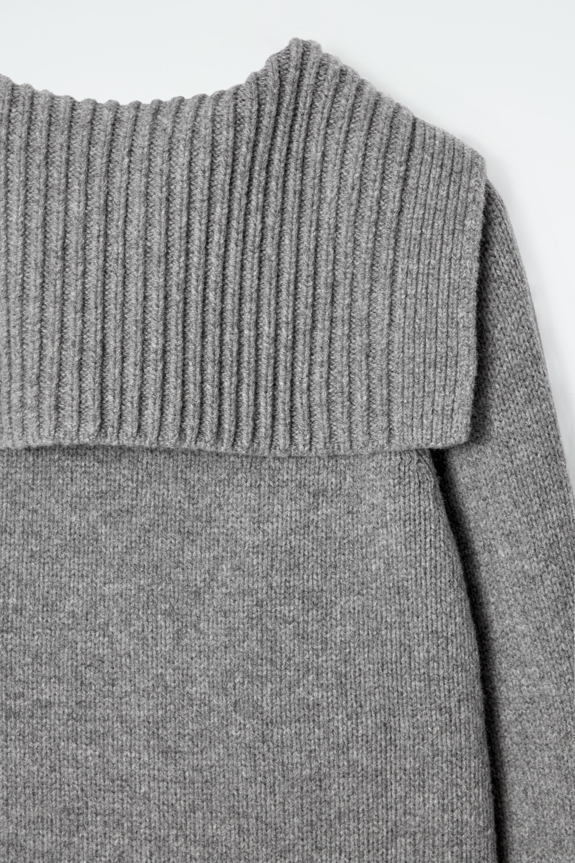 SAILOR-COLLAR WOOL CARDIGAN - GRAY MÉLANGE | COS