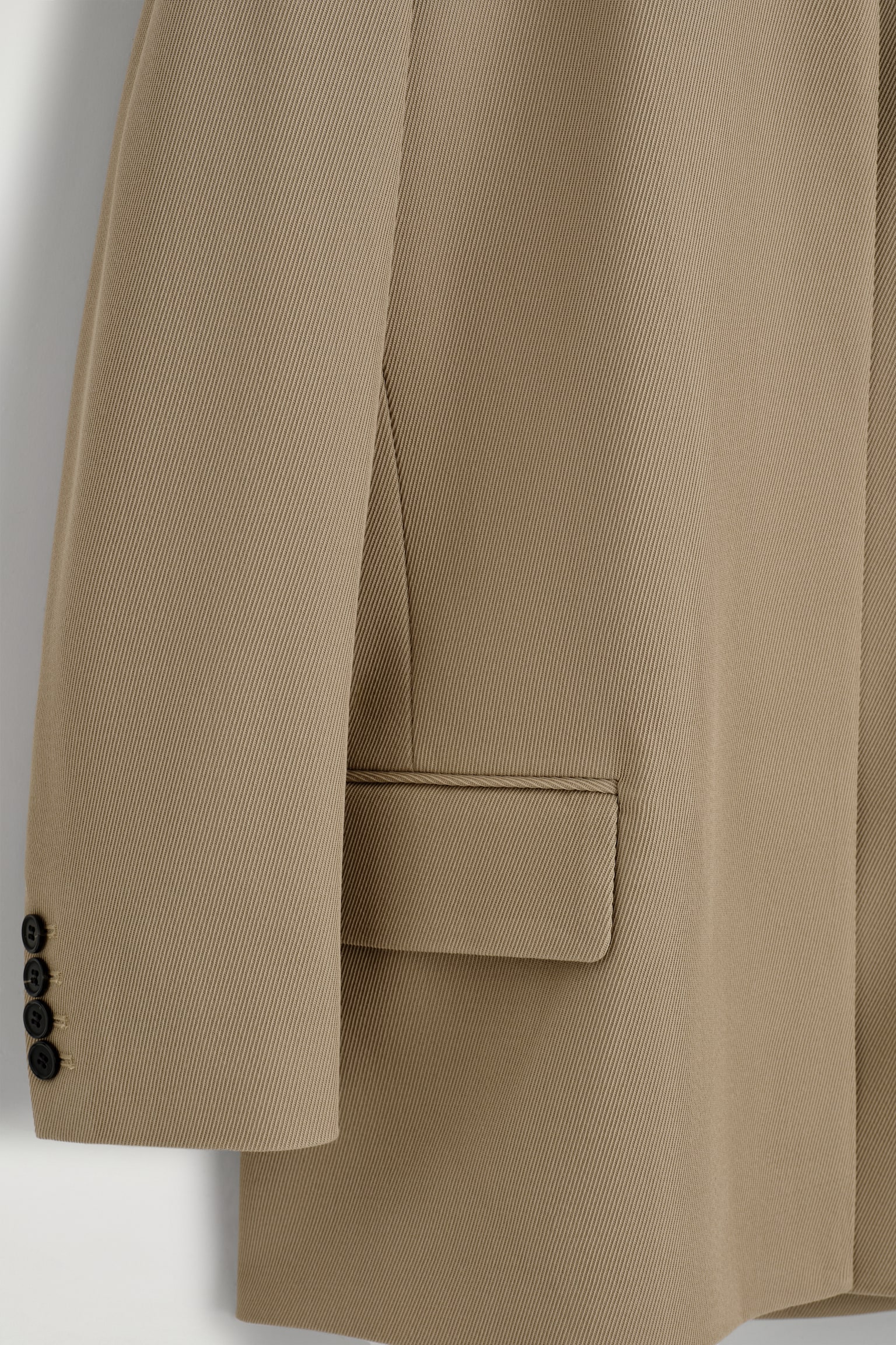 BLAZER IN TWILL DI LANA SENZA COLLETTO - BEIGE - 6