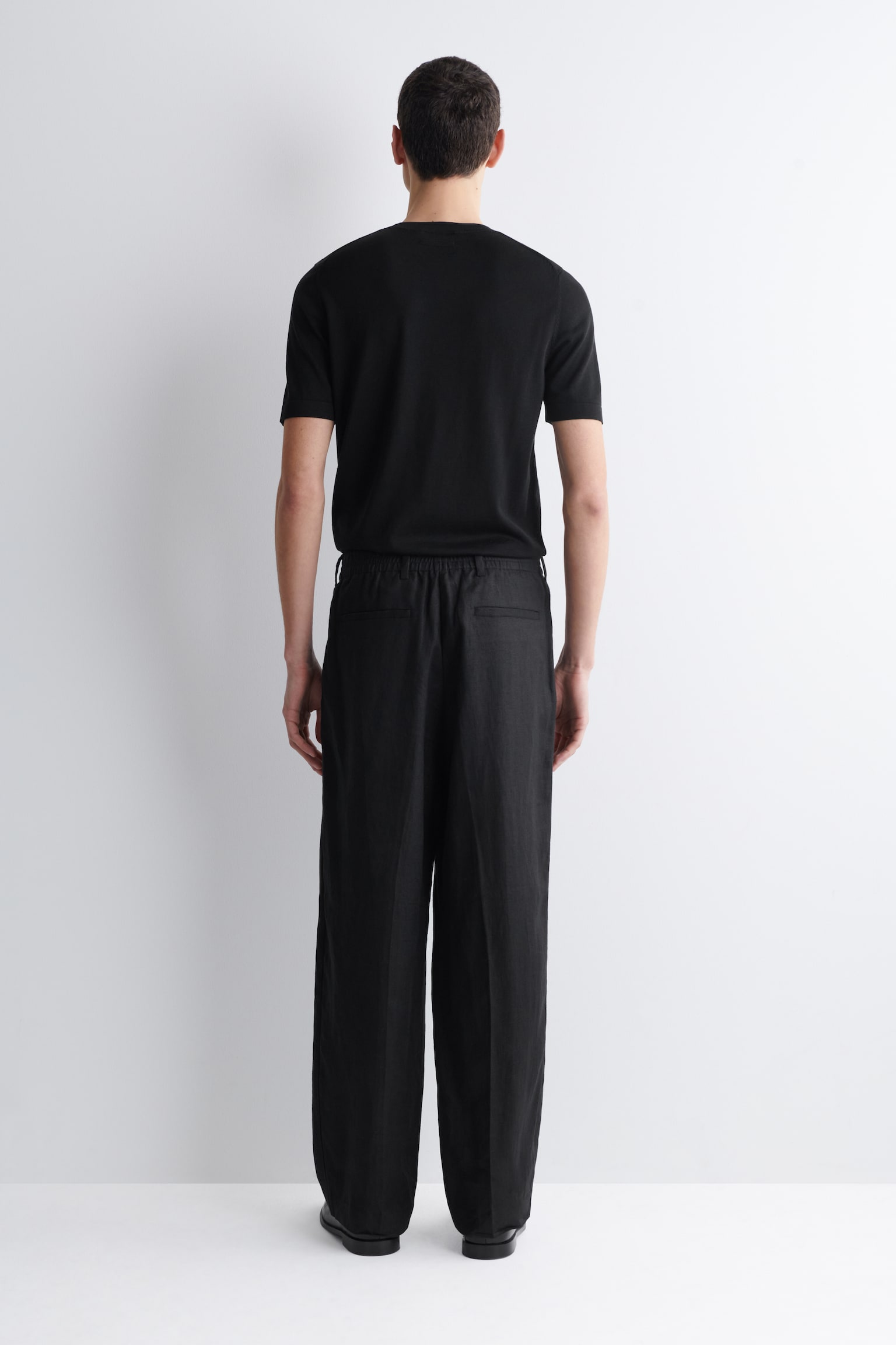 ПАНТАЛОН С ПРАВ КРАЧОЛ, ОТПУСНАТА КРОЙКА, ОТ ЛЕН - ЧЕРНО МЕЛАНЖ/СИВ МЕЛАНЖ/КАКИ - 9