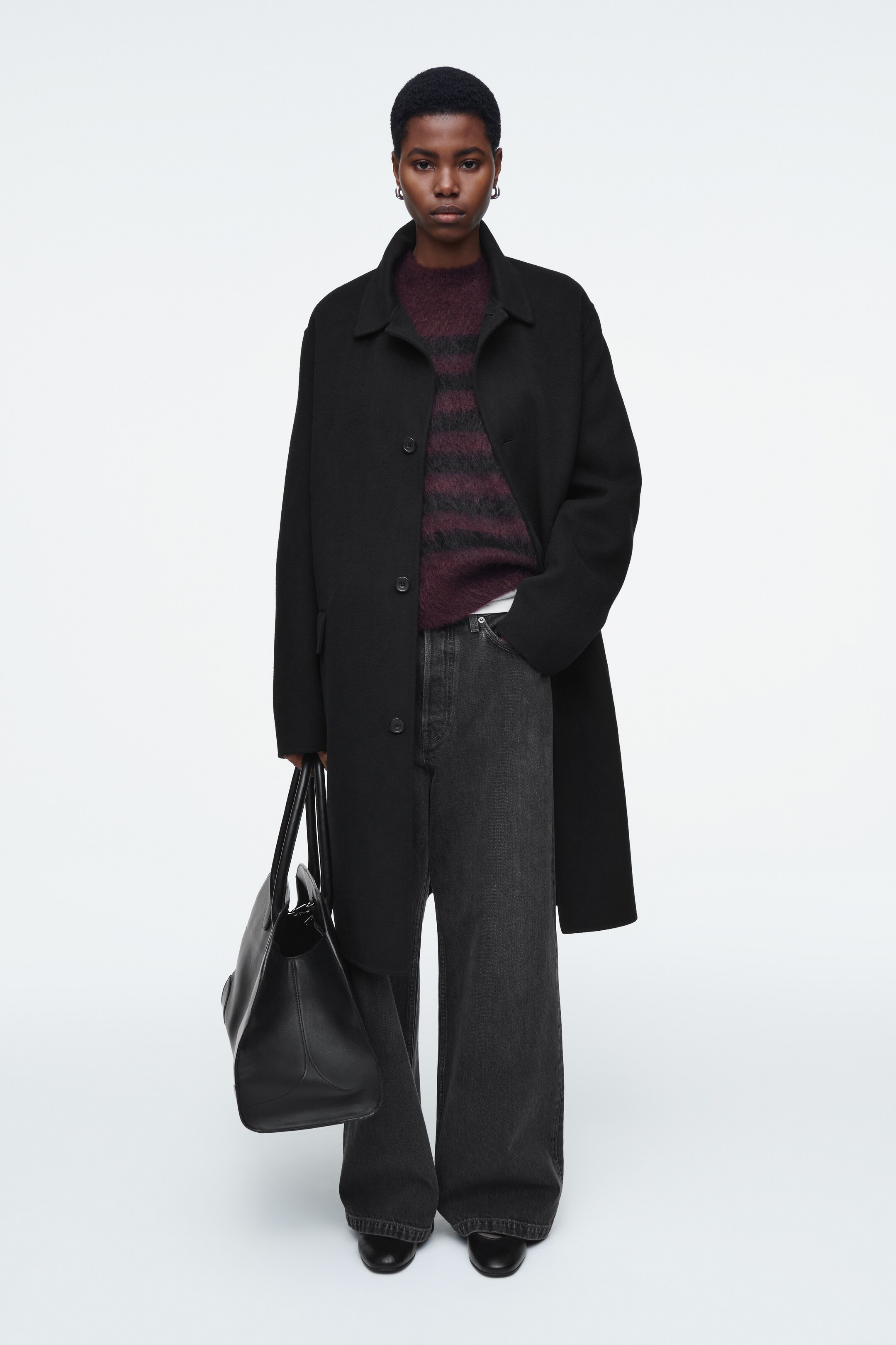 Grösseres Bild ansehen: PULLOVER MIT RUNDHALSAUSSCHNITT AUS MOHAIR - SCHWARZ/BURGUNDERROT/GESTREIFT - DAMEN | H&M CH 3