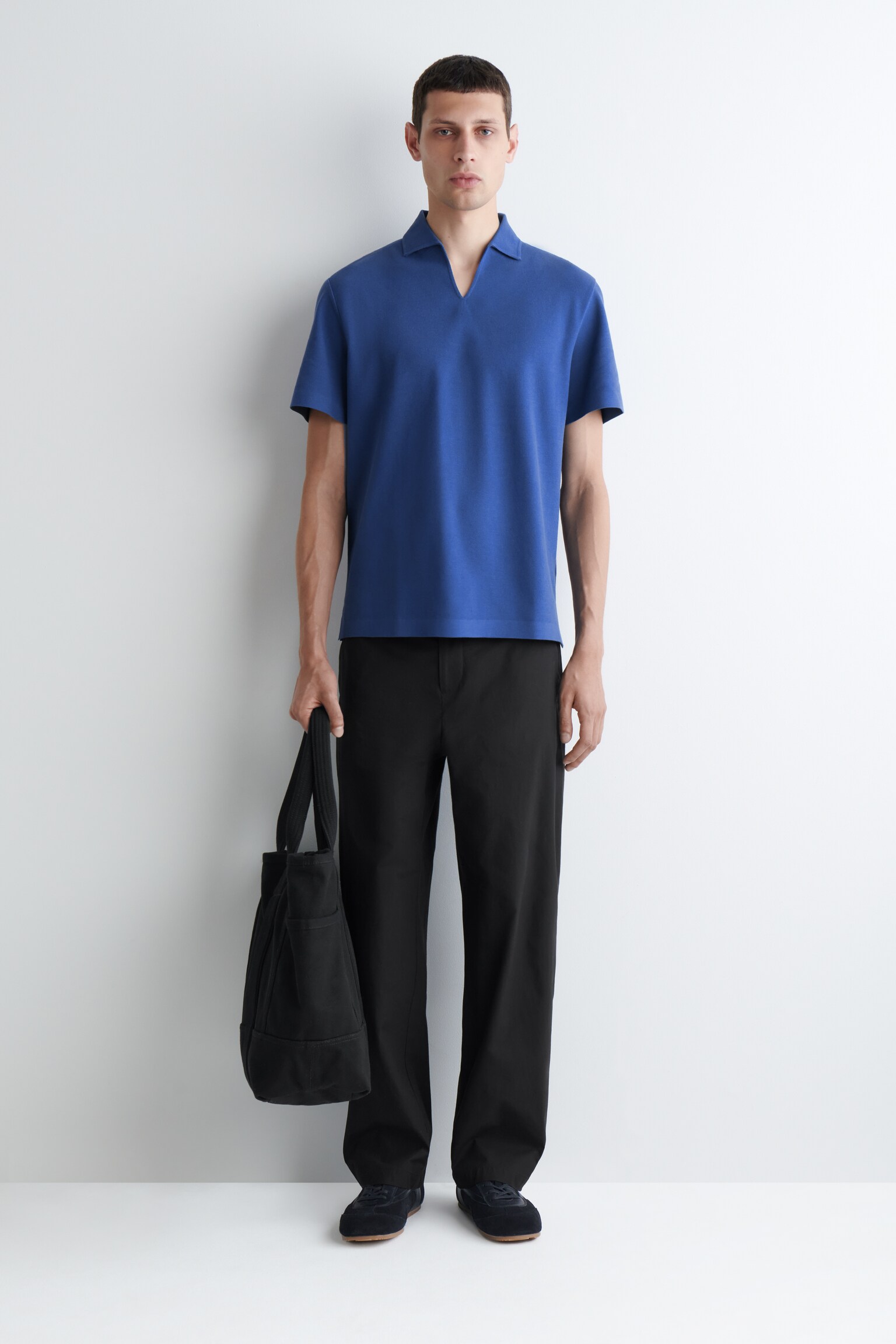 POLO EN PIQUÉ EN TISSU TECHNIQUE - BLEU/BLANC - 5
