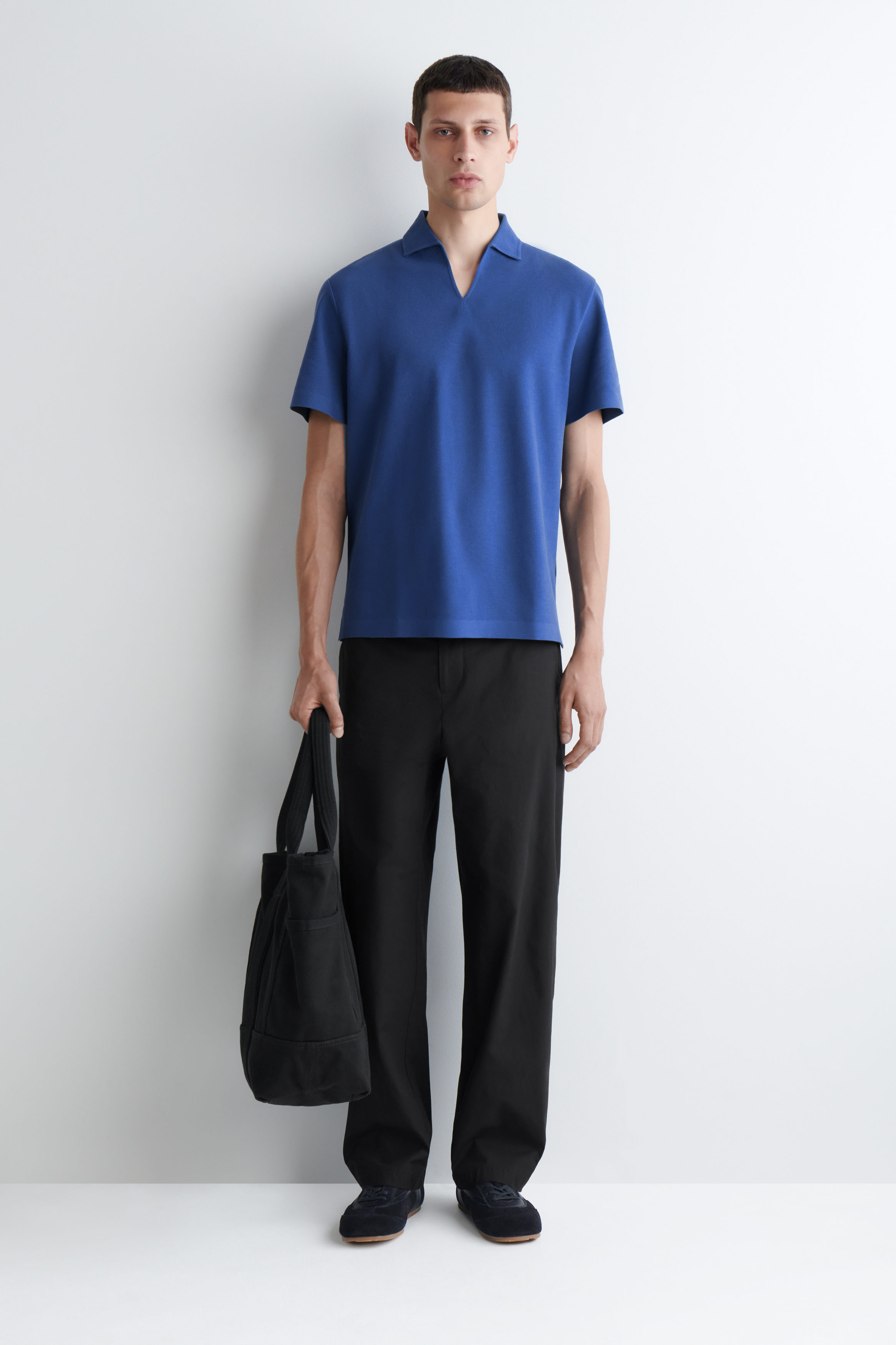 TECHNICAL PIQUÉ POLO SHIRT - BLUE | COS