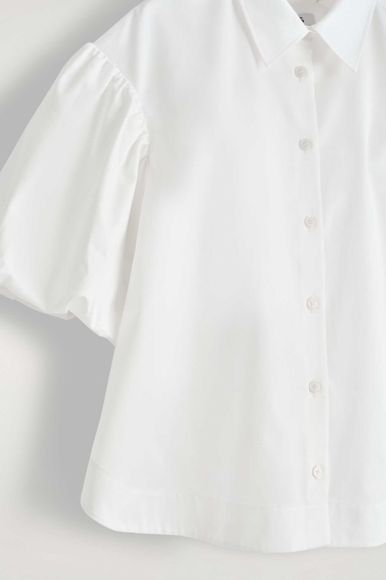 CAMICIA IN COTONE CON MANICHE A PALLONCINO - BIANCO - 5