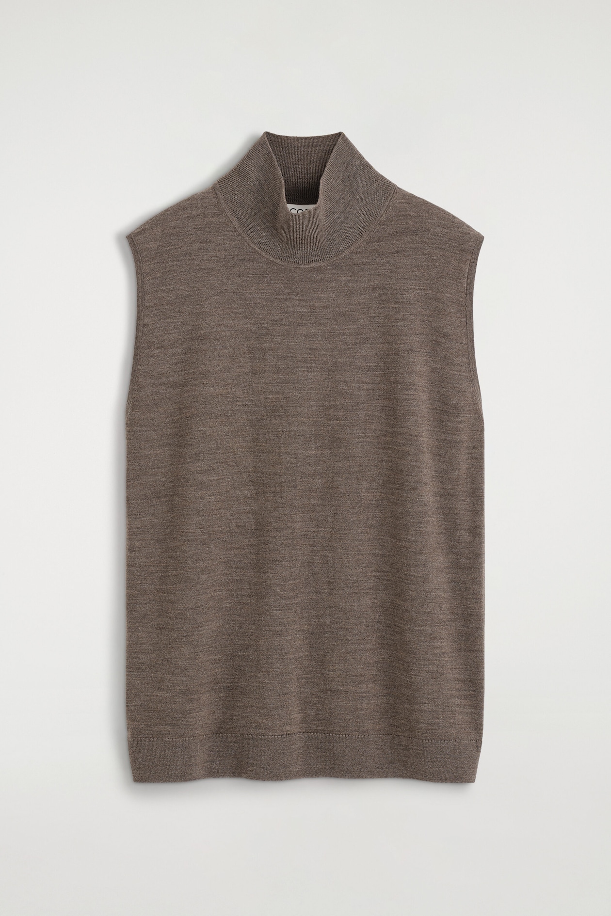 MERINO WOOL FUNNEL-NECK VEST — BEIGE MÉLANGE